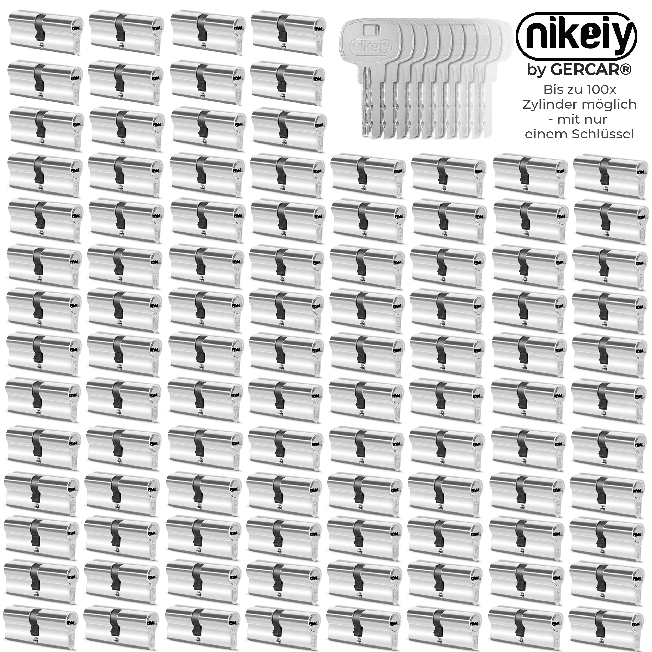 GERCAR Pro Cylindre à Bouton, 35/35, Avec Protection Contre Le Perçage, à Bouton Rotatif, Pour Serrure De Porte, Avec 5 Clés (extra Longues) Portant Des Codes, 70 Mm, A : 35, B : 35, 1 Kit