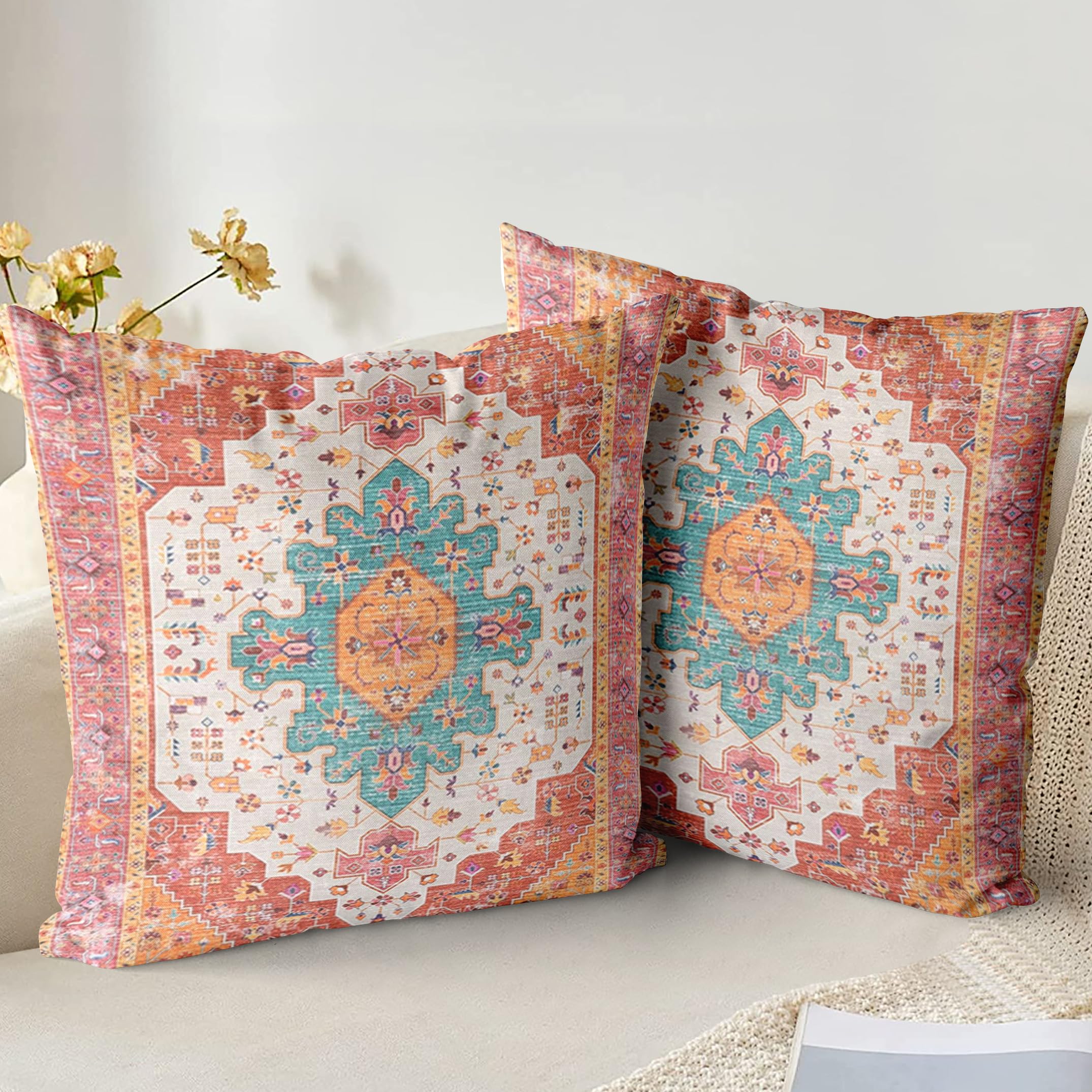 XPHZZL Cushion Covers 45cm x 45cm Set of 2 Short Plush Soft Decorative Square Throw Pillow Case Boho Pillowcases for Sofa Couch Bedroom Outdoor Home Office Car Decor with Invisible Zipper 18x18 Inch