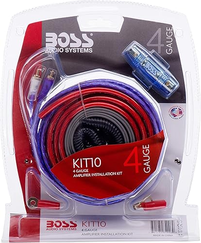 BOSS Audio Systems KIT10 4 Gauge Amplifier Installation Wiring Kit - A Car Helps You Make Connections and Brings Power to Your Radio, Subwoofers