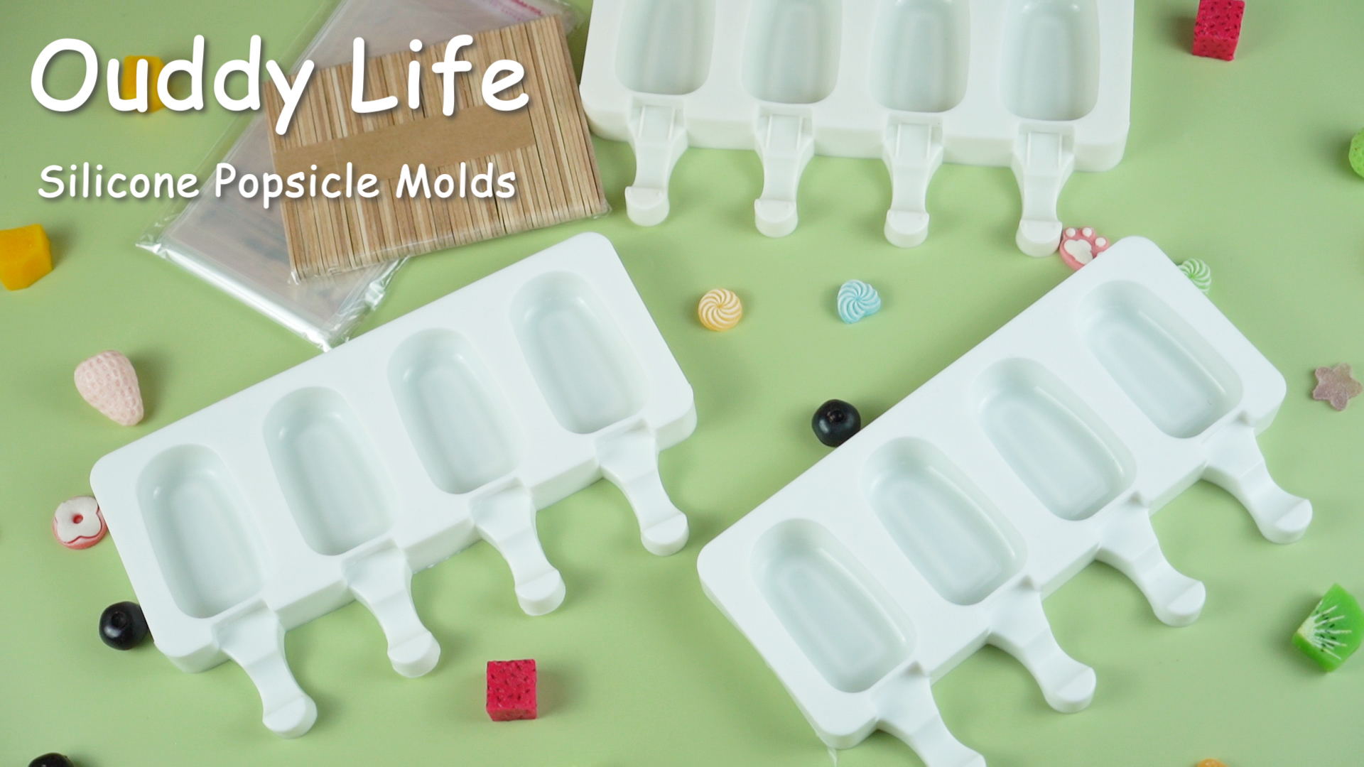 Ouddy Life IJslollyvormpjes, set van 2, Ice Pop Mallen Siliconen 4 Ouddy Life IJslollyvormpjes, set van 2, Ice Pop Mallen Siliconen 4