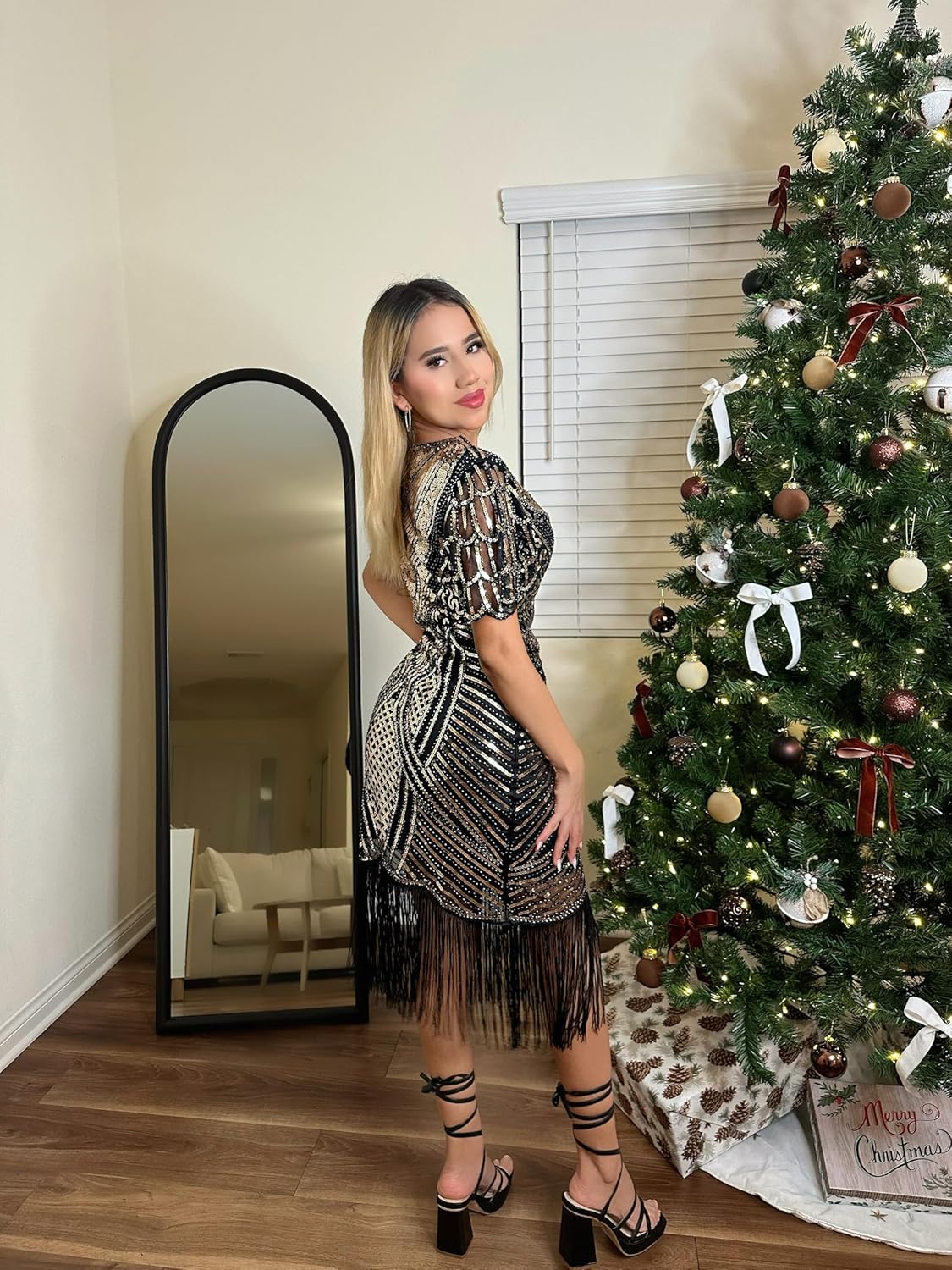 1920s Flapper Dresses for Women Great Gatsby Roaring 20s Dresses Sequin Tassel Fringe Cocktail Dress - Image 7