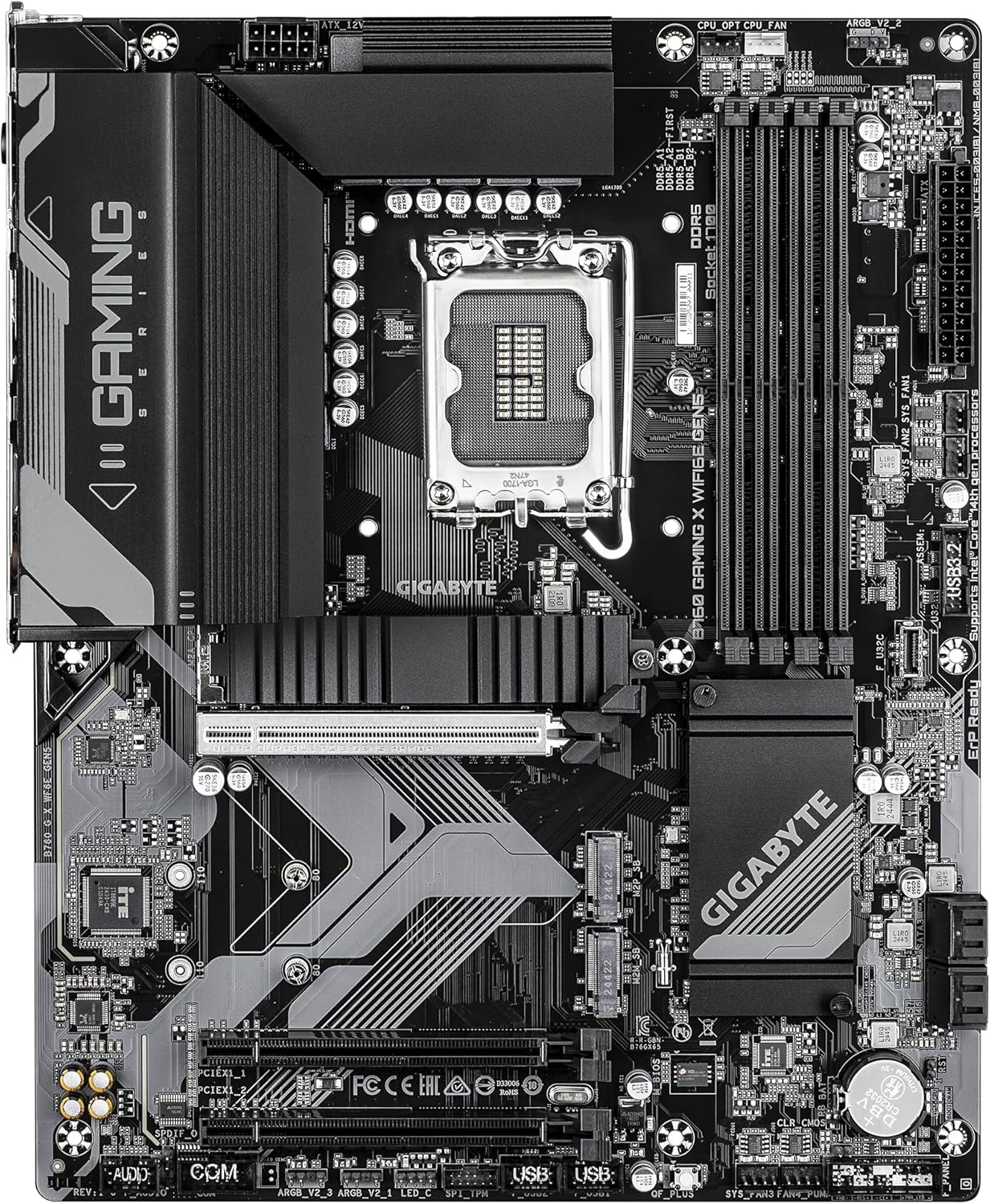 GIGABYTE B760 Gaming X WIFI6E GEN5 Motherboard - Supports 14th Gen Intel Core Processors, 8+1+1 Phase VRM, Up to 5600MHz DDR5, 3x PCIe 4.0 M.2, Wi-Fi 6E, 2.5GbE LAN, USB 3.2 Gen 2