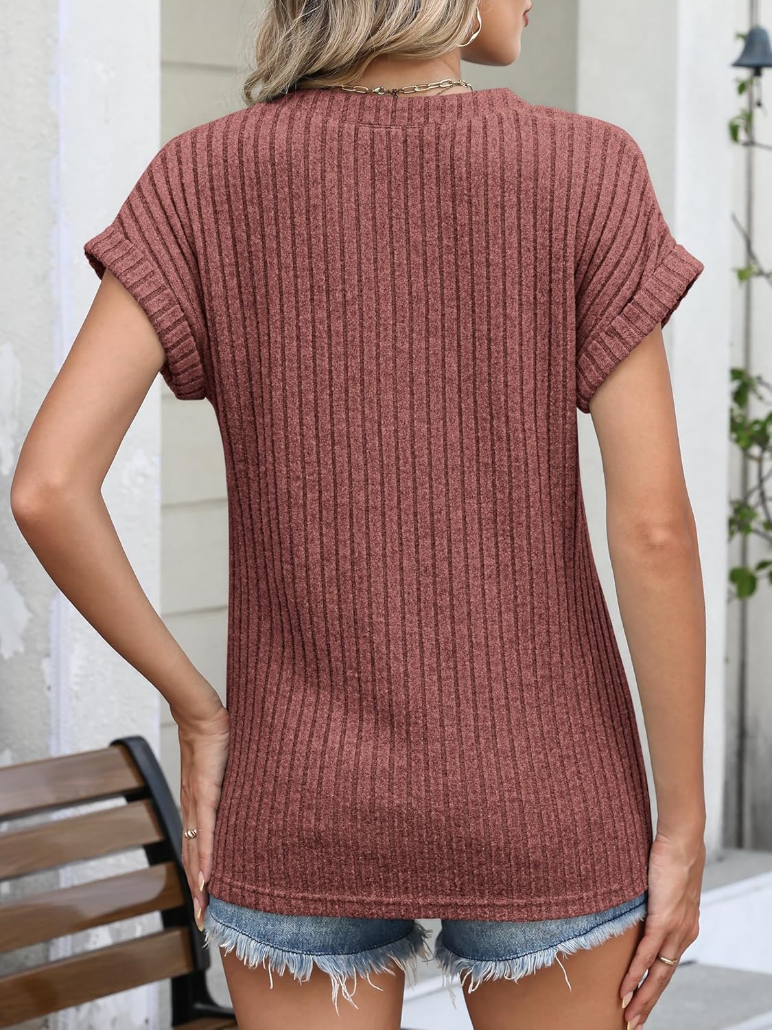 ANRABESS Womens Short Sleeve Henley Shirts V Neck Summer Sweaters 2026 Spring Business Tunic Tops Dressy Casual Work Blouses - Image 5