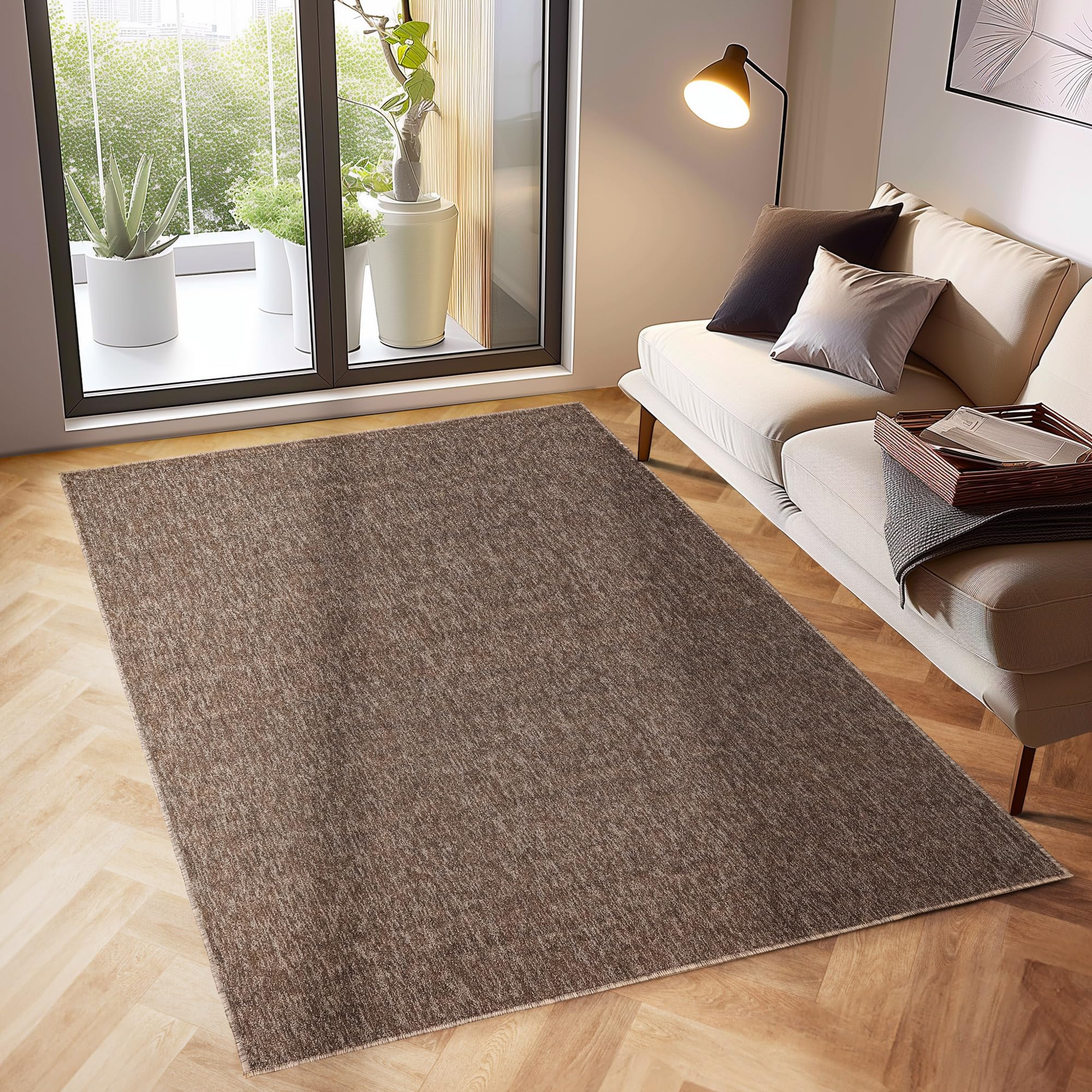 SIMPEX Alfombras de Pelo Corto, Unicolor - Monocromo, Alfombra Marrón, 240 x 340 cm, Alfombras de Estilo Moderno, Alfombra Sala de Estar