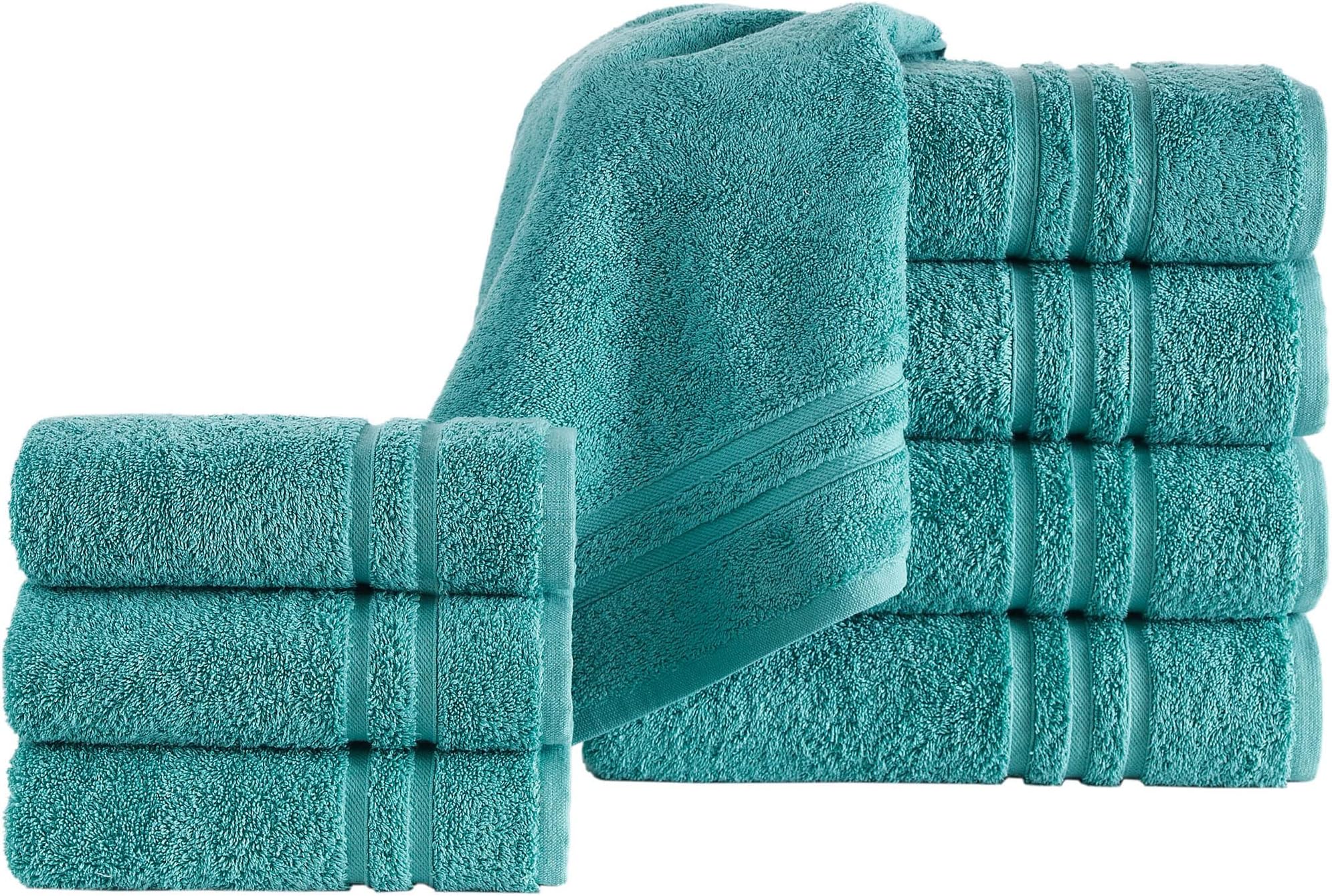 Hawmam Linen Teal Bath Towels and Hand Towels 8Pack 4
