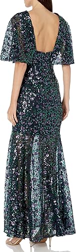 Miniatura 2 de Dress the Population Vestido largo Lourdes con lentejuelas y mangas con volantes para mujer