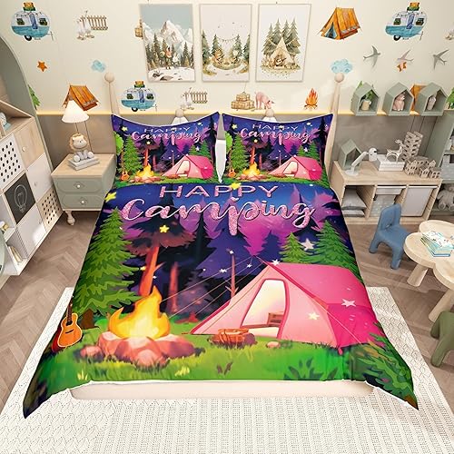 Miniatura 47 de Funda de edredón de sóftbol tamaño Queen para niños y niñas, juego de ropa de cama de color amarillo degradado, funda de edredón para juegos Camping