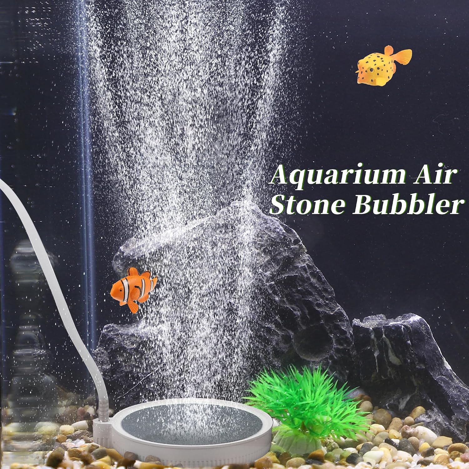 Fish Tank Air Stone, Air Disk Stone for Mineral, Oxygen Diffuser for Air Pump, Air Stone Aquarium Kit 23.94" Diameter, 2 Pcs