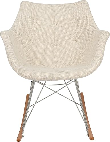 Miniatura 4 de LeisureMod Willow - Silla mecedora, individual, color beige Beige,Gris,Multi color