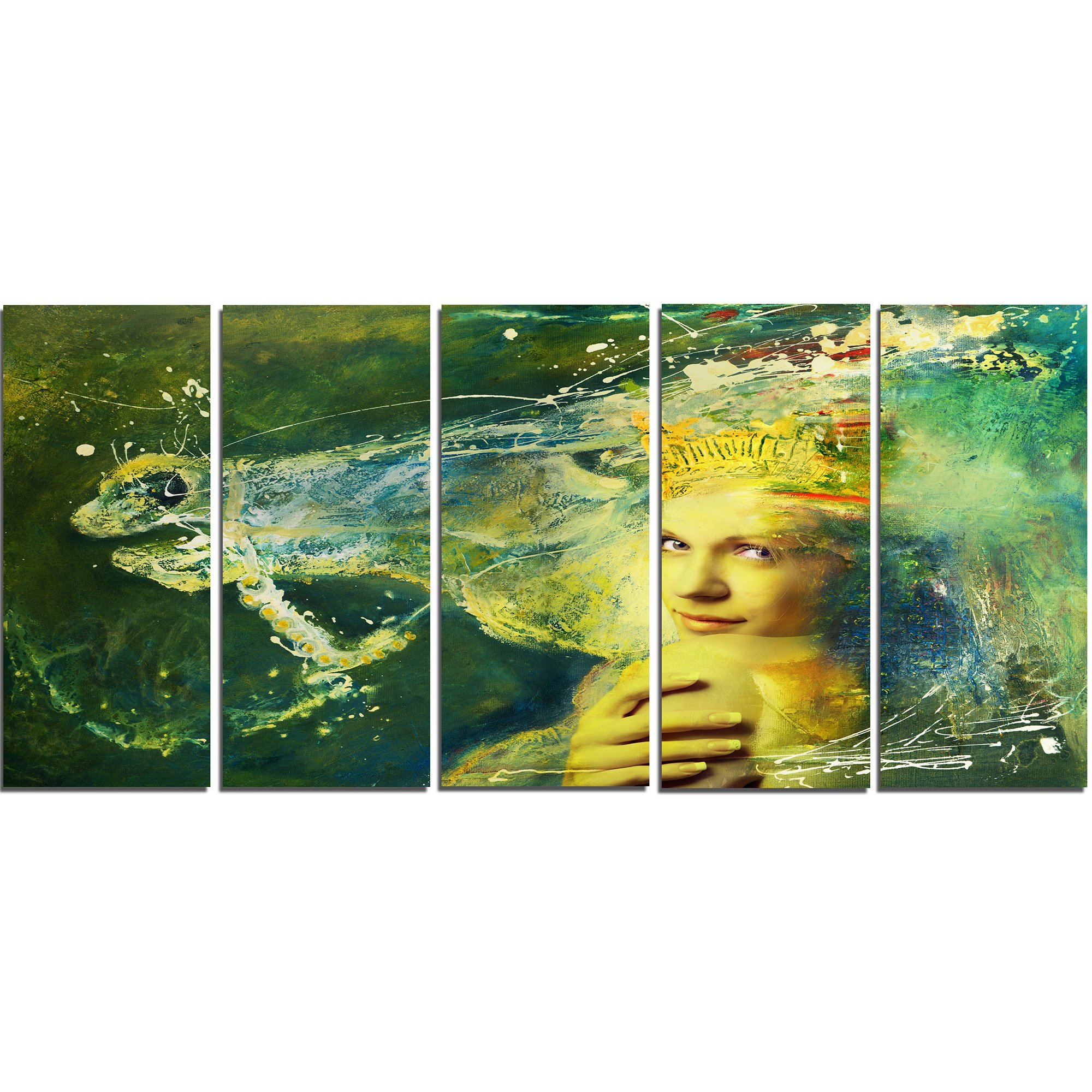 Designart PT13446-60-28-5PE Thoroughbred Horse and WomanLarge Animal Art on Canvas, 28'' H x 60'' W x 1'' D 5PE