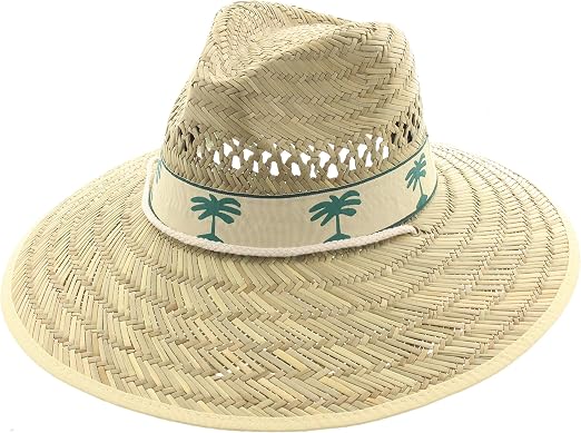 Wide Brim Straw Sun Hat with Chin Cord 