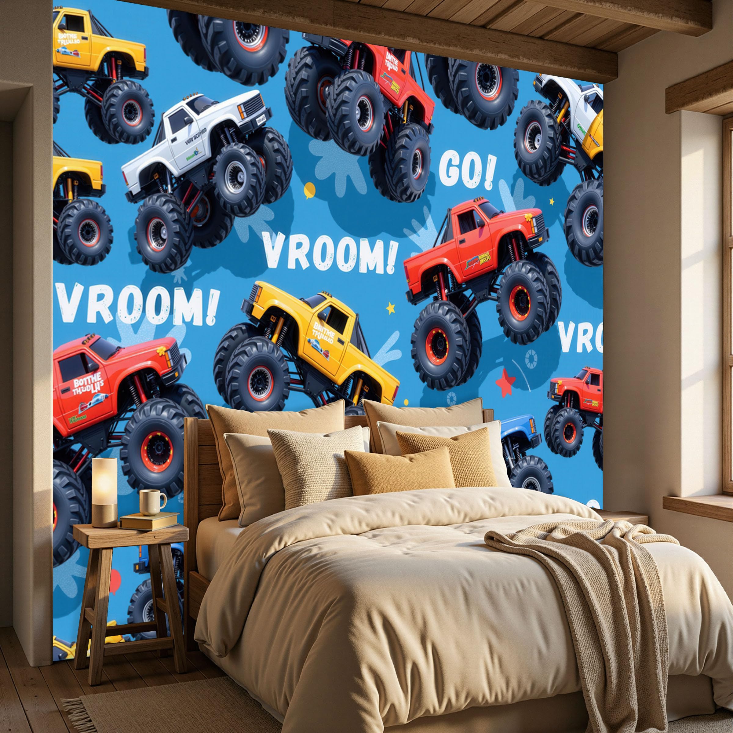 Vlies Fototapete Amerikanischer Cartoon-Industriestil Autos und 250x175cm,Fototapeten,Tapeten,für Wohnzimmer Schlafzimmer,Vliestapete Wandtapete Tapete 3D Effekt,Tapetenkleister erforderlich