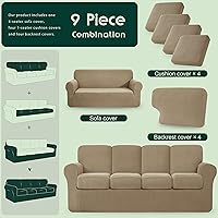 Vista 500 de CHUN YI - Funda elástica para sofá (7 piezas), funda para sofá de 3 plazas con tres respaldos y cojines separados con banda elástica, tela jacquard