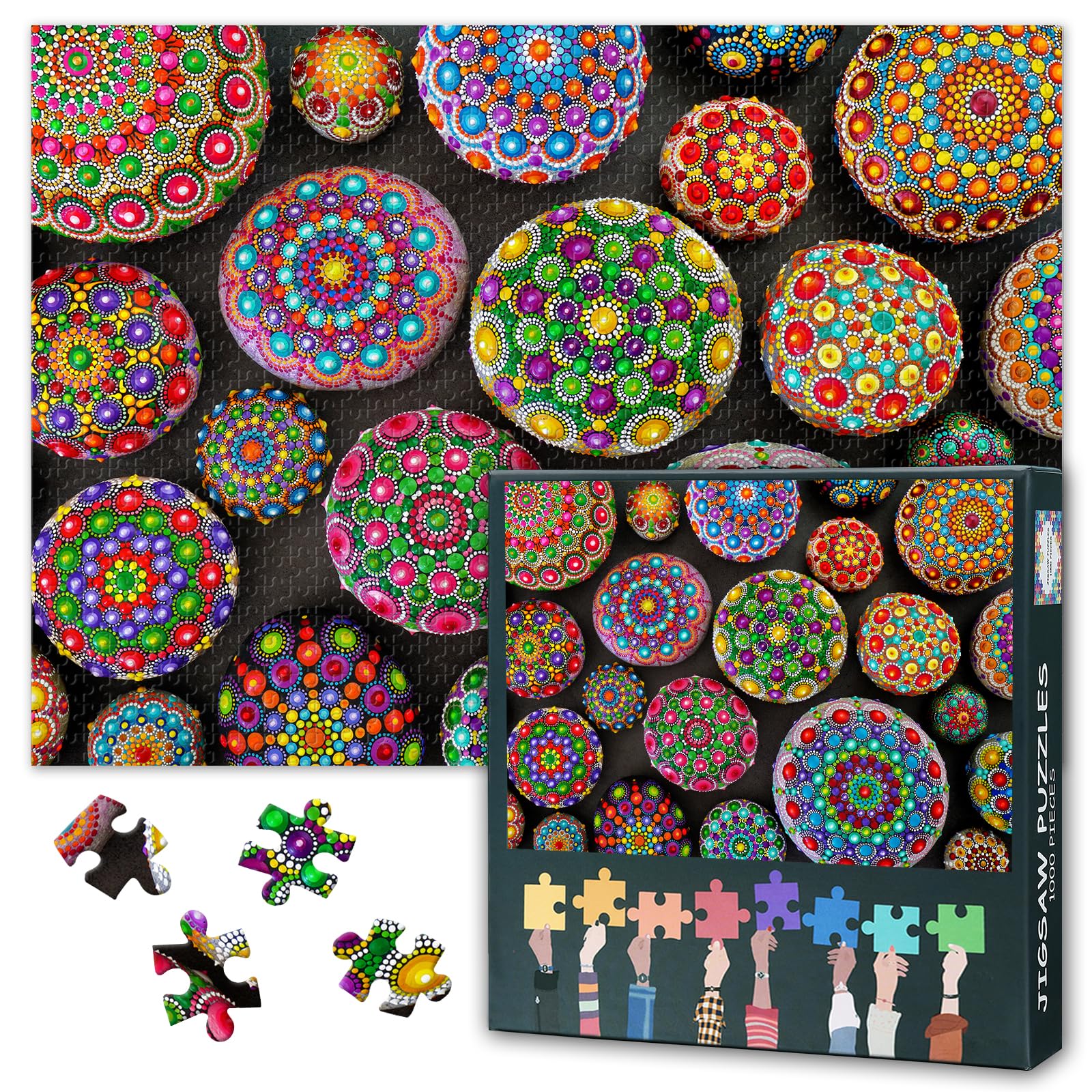 1000 Piece Jigsaw Puzzle, Mandala Adult Puzzles, Jigsaw Puzzle 1000 Pieces for Adults Colorful Mandala, Puzzles for Adults 1000 Pieces Family Games Finished Size 50x70 cm