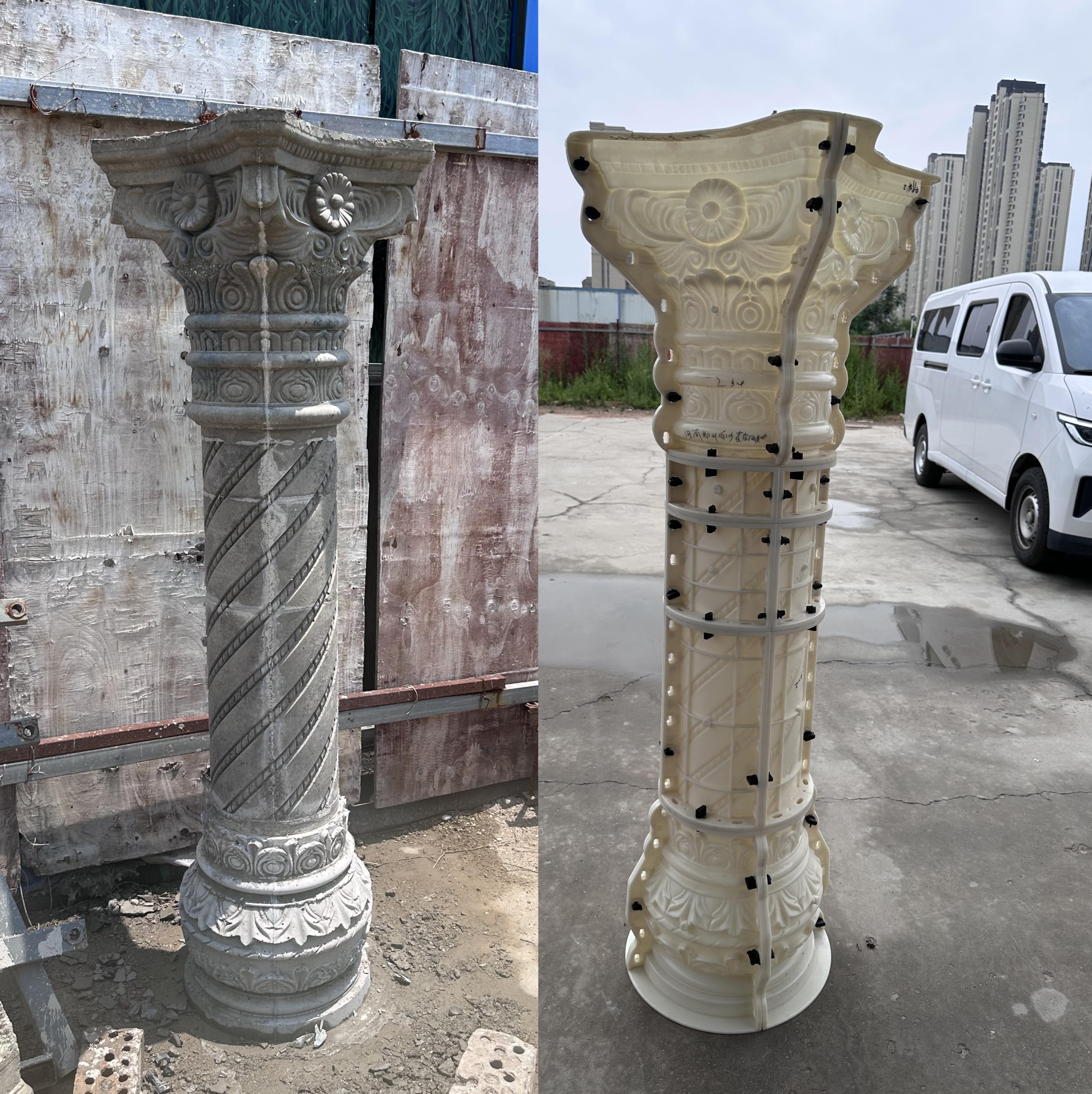 Nowa spiralna rzymska forma kolumnowa, średnica 25 cm (9,84") tworzywo sztuczne ABS, forma odlewnicza wielokrotnego użytku, trwała architektoniczna forma kolumnowa do betonu