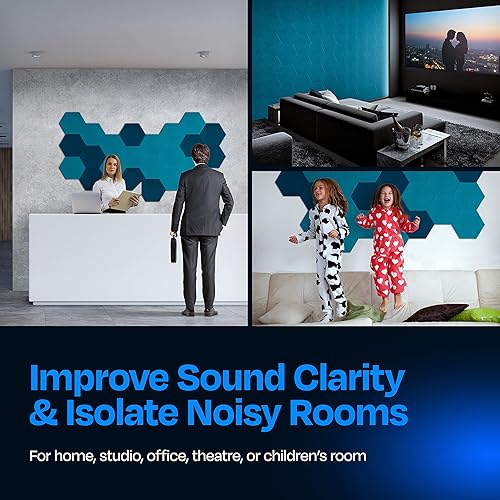 Miniatura 4 de Ekkogo Paneles acústicos, paquete de 12 paneles de pared insonorizados de 12 x 10.4 x 0.4 pulgadas, paneles de amortiguación de sonido de alta