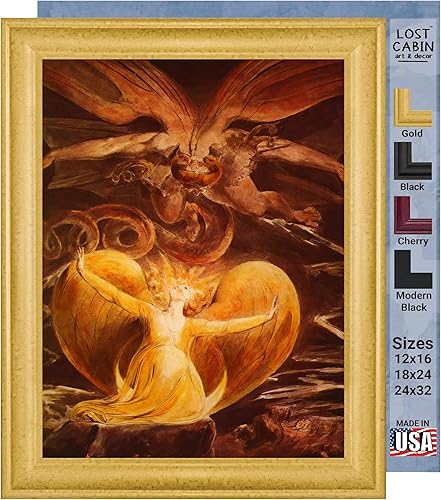 Miniatura 30 de Guillermo Blake Lost Cabin Nabucodonosor | Impresión en marco plano negro | Reproducción de pinturas de obras de arte finas | Póster decorativo