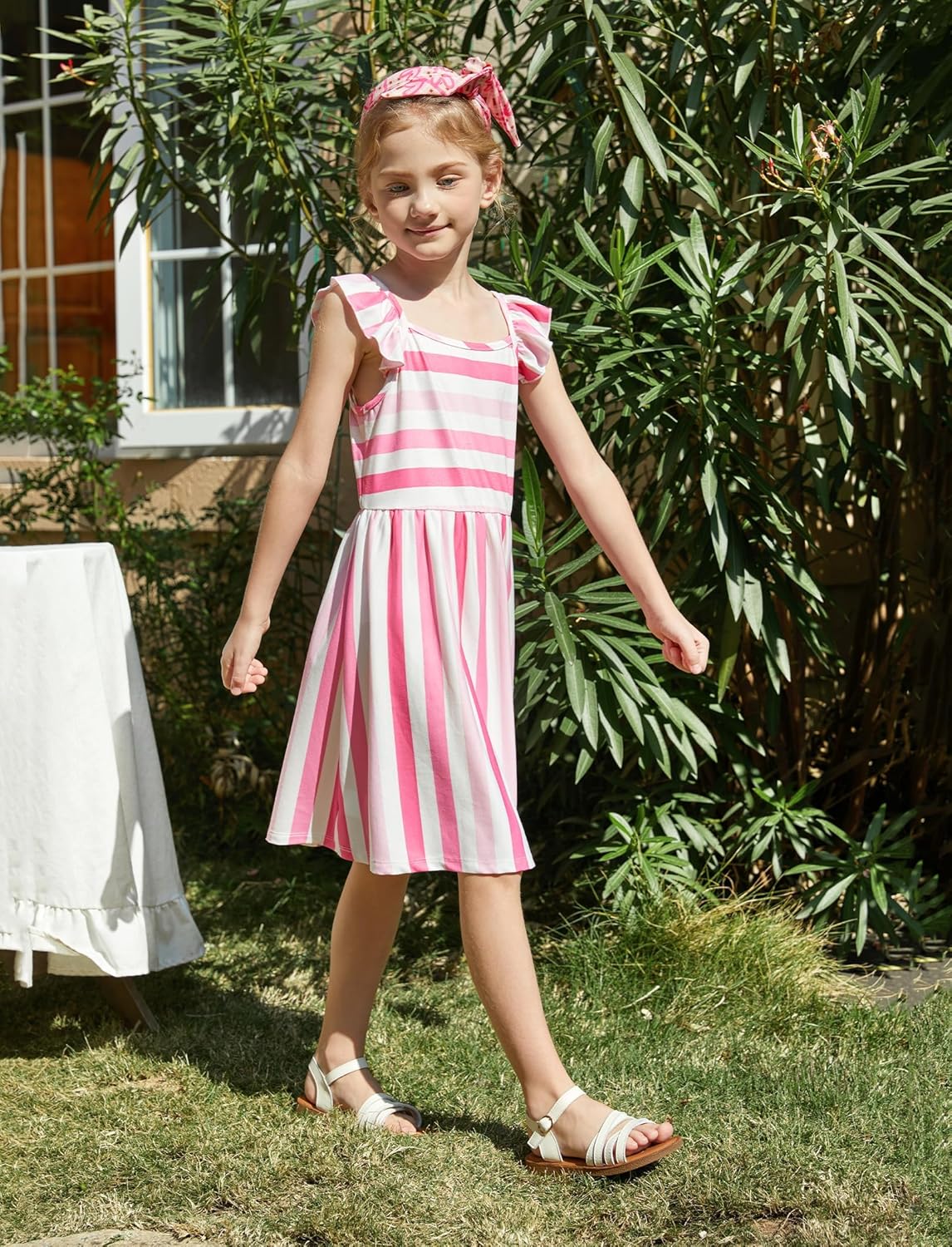 PATPAT Multipack Girl Toddler Dresses Sleeveless Flamingo Striped Toddler Casual Dresses - Image 2