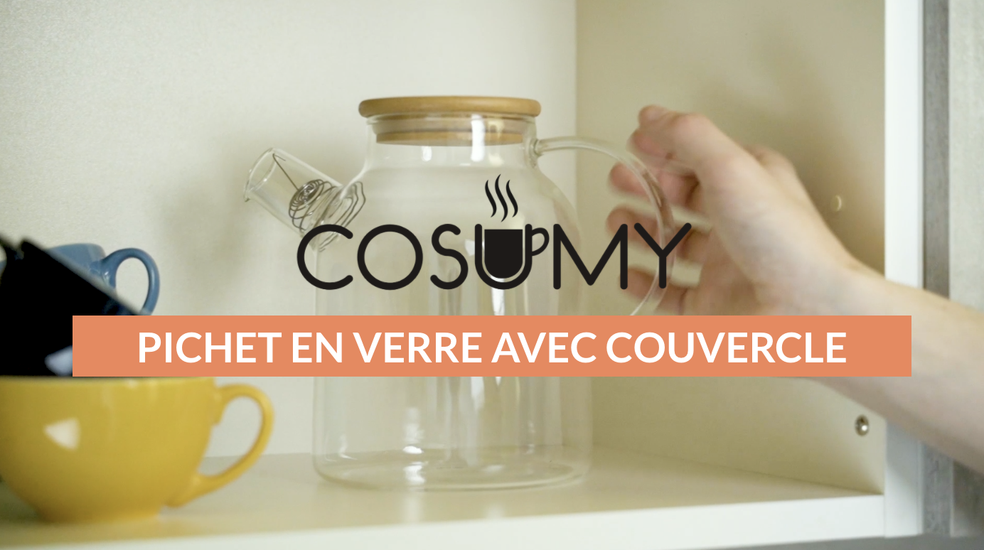 Cosumy Théière En Verre 1,3 L Avec Filtre Inox Et Sous-Verre Bambou - Idéale Pour Thé Chaud Ou Glacé