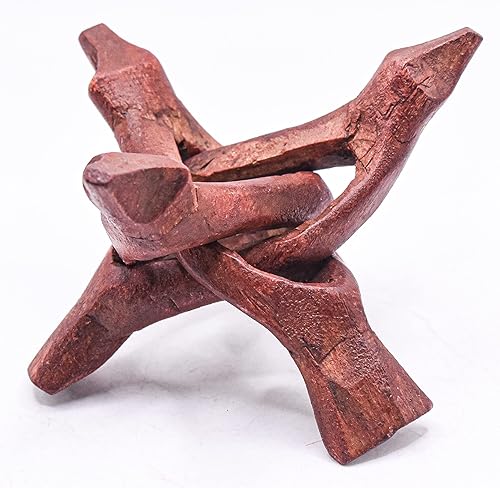 Miniatura 3 de Trípode de madera tallada de 4 pulgadas, soporte de cobra pulido de tres puntas, base de pedestal para esferas de cristal, huevos y bolas de huevos