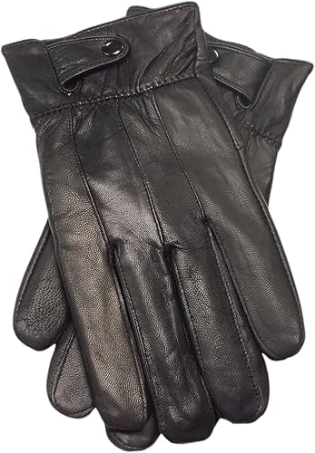 REED Guantes de conducción con forro cálido de cuero genuino para hombre, compatibles con pantalla táctil