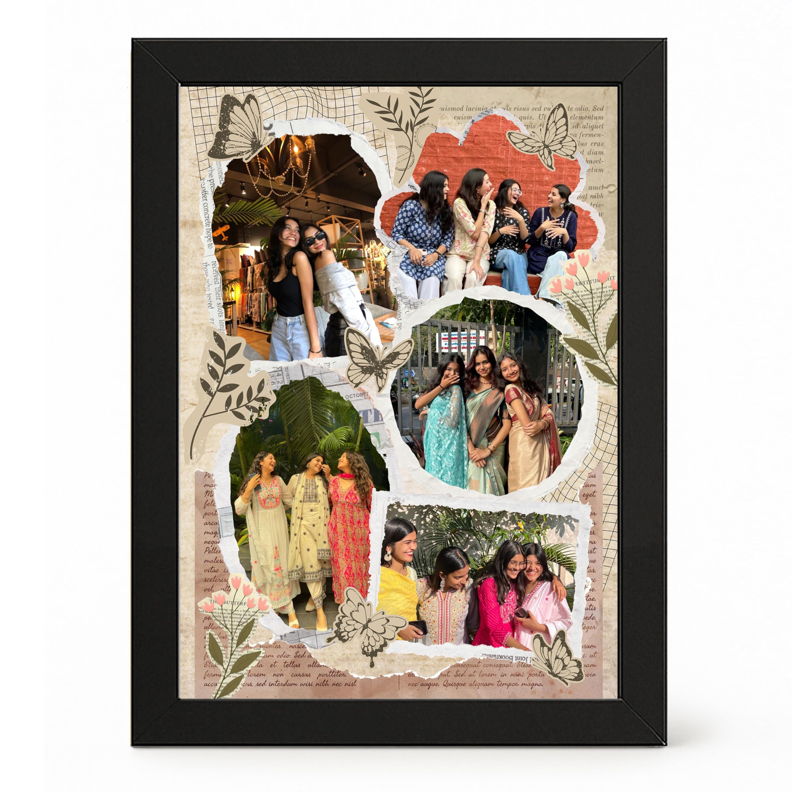 Framekaari Friends Forever Customised Photo Frame | Personalised Collage Frame with Picture & Special Message | Gift for Best Friends, Birthday & Room Decor | Tabletop & Wall Mount | 16x21 cm (Design-15)-image-23