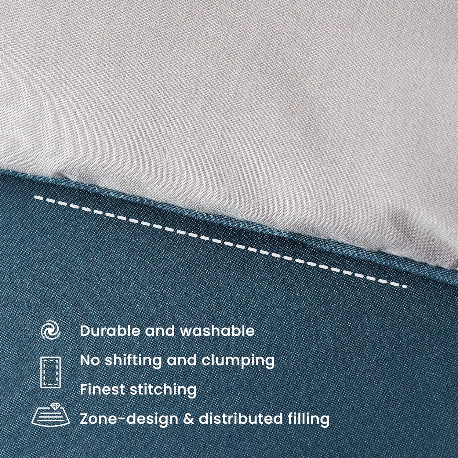 SLEEP ZONE Comforter Duvet Insert, Queen Size Quilted Reversible Comforters, Soft All Season Duvet, Down Alternative Breathable Bedding with 8 tabs, 2 Sides Teal Gray 88 x 88 Inches - Image 5