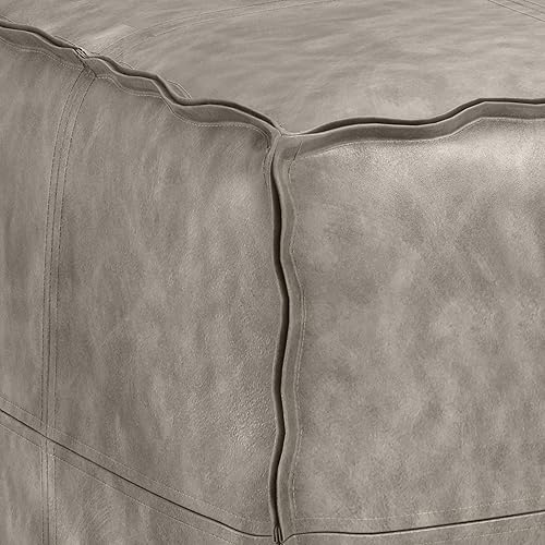 Miniatura 66 de SIMPLIHOME Brody - Puf cuadrado grande de 30 pulgadas de ancho, color gris envejecido, otomana de piel sintética vegana, reposapiés o asiento