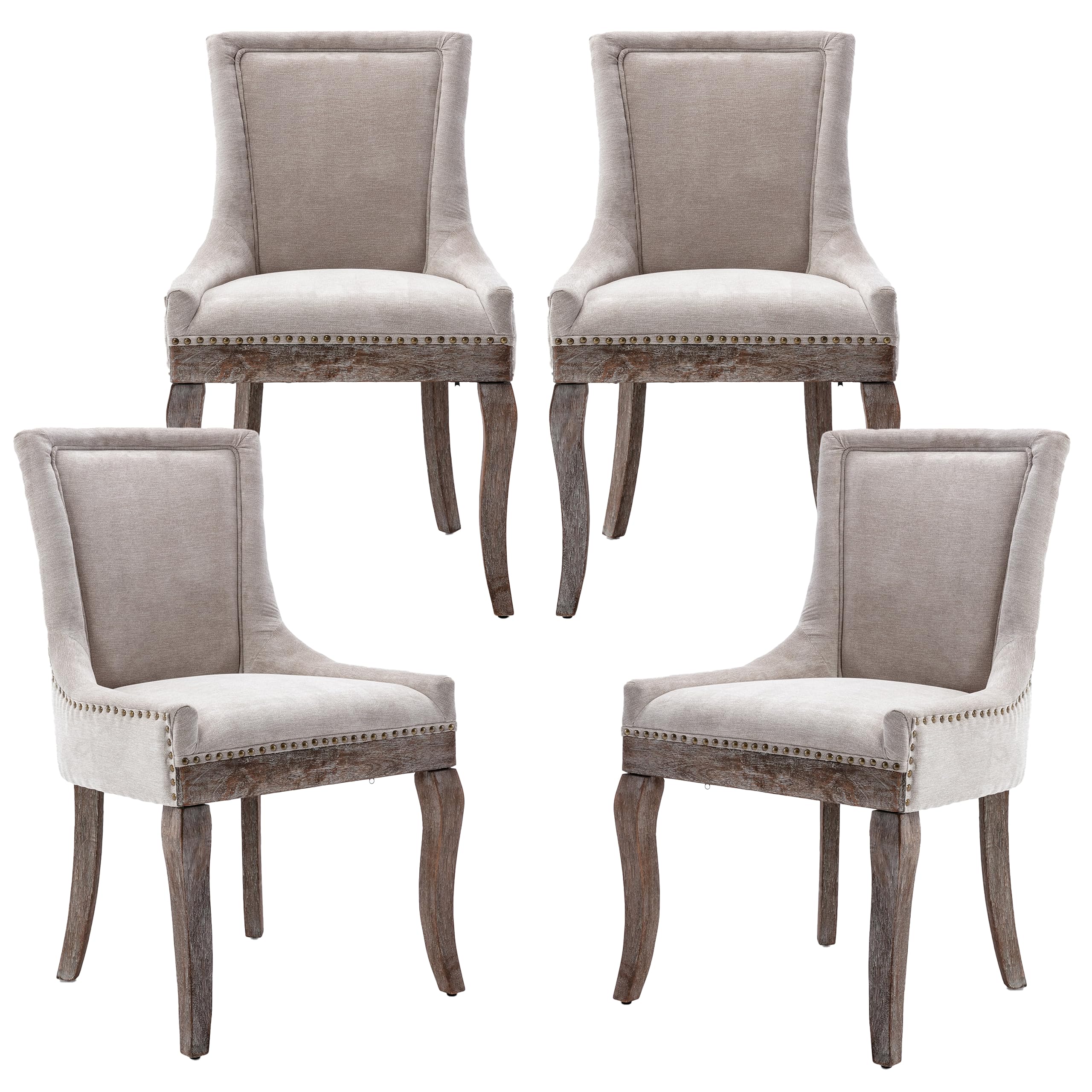 LKTART Dining Chairs Set of 4 Upholstered Mid Century Modern Fabric Side Dining Room Chairs Accent Kitchen Chair with Wood Legs Padded Seat Living