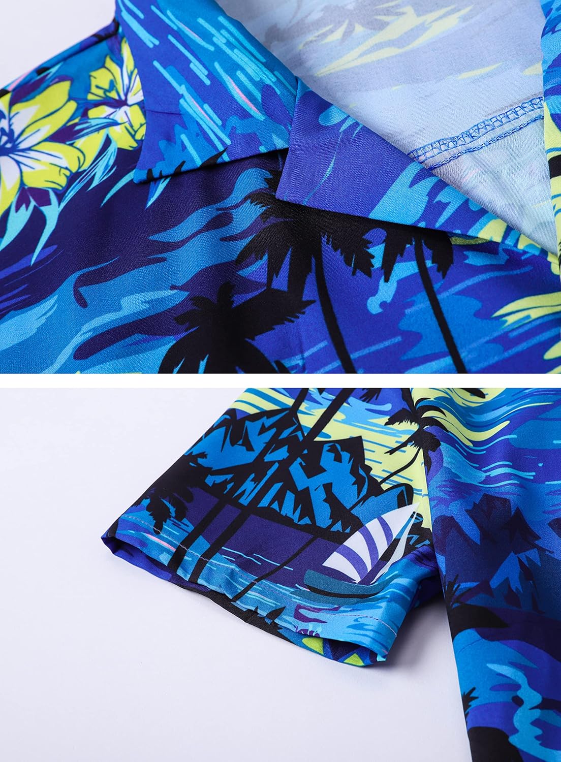 QZH.DUAO Men's & Boys Hawaiian Shirt Cuban Collar Short Sleeve Button Down Shirt Tropical Summer Beach Shirts - Image 4