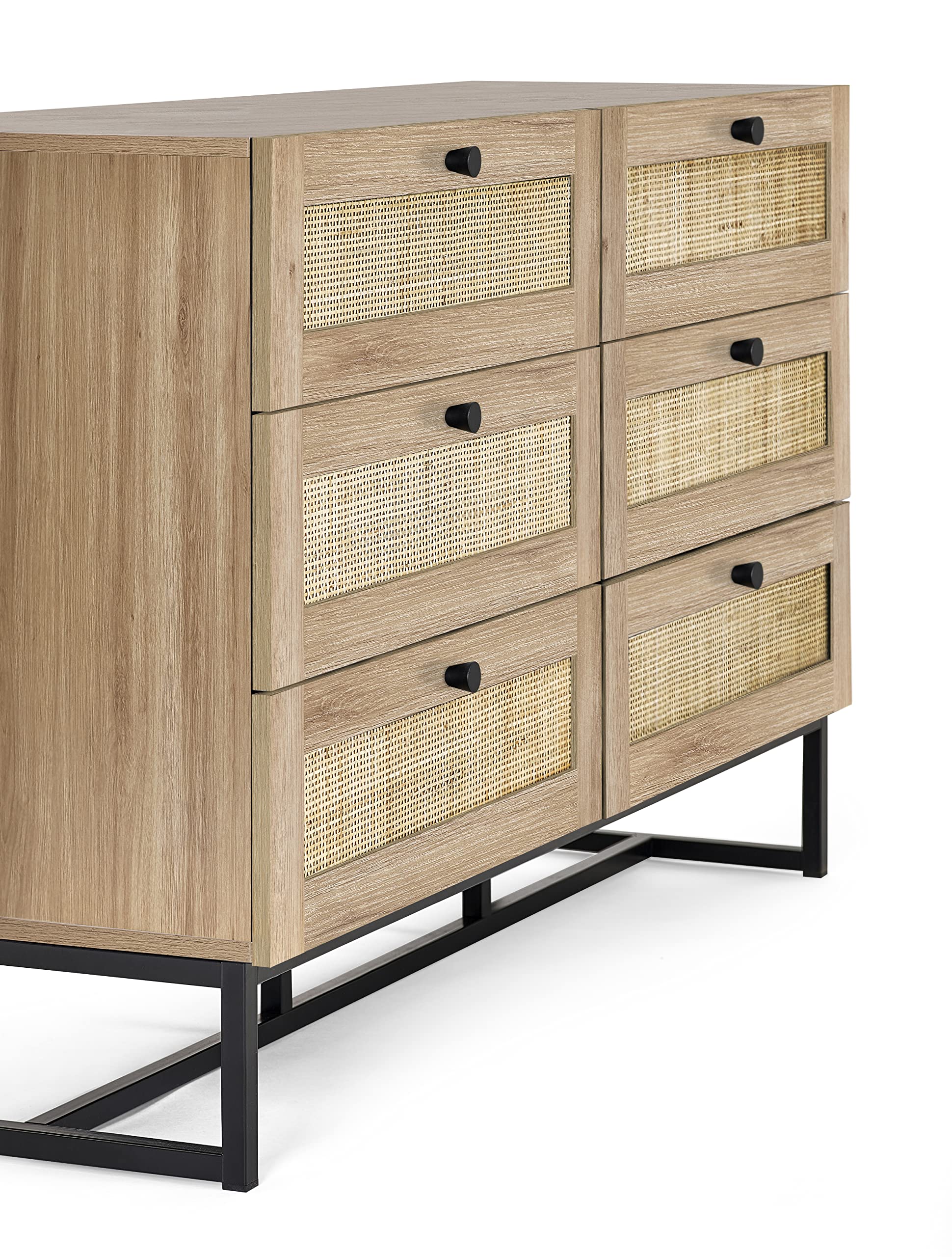 Julian Bowen Oak Wood Bali 6 Drawer Wide Chest