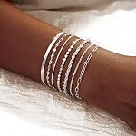 Kyerlyn Dainty Bracelets pour les femmes, 14K Bracelet en or/argent Stack tendance imperméable ajustable à la couche de lien Bracelet Set de mode minimaliste