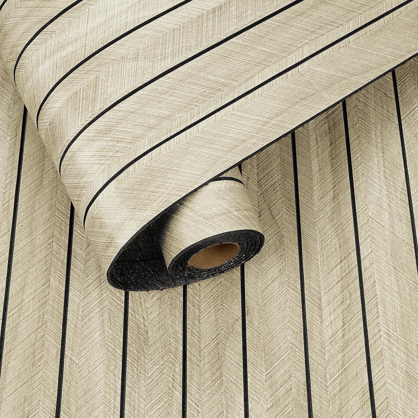 Yullpaper Beige Wall Panels Self Adhesive 3D Wood Slat Effect Wall Panelling