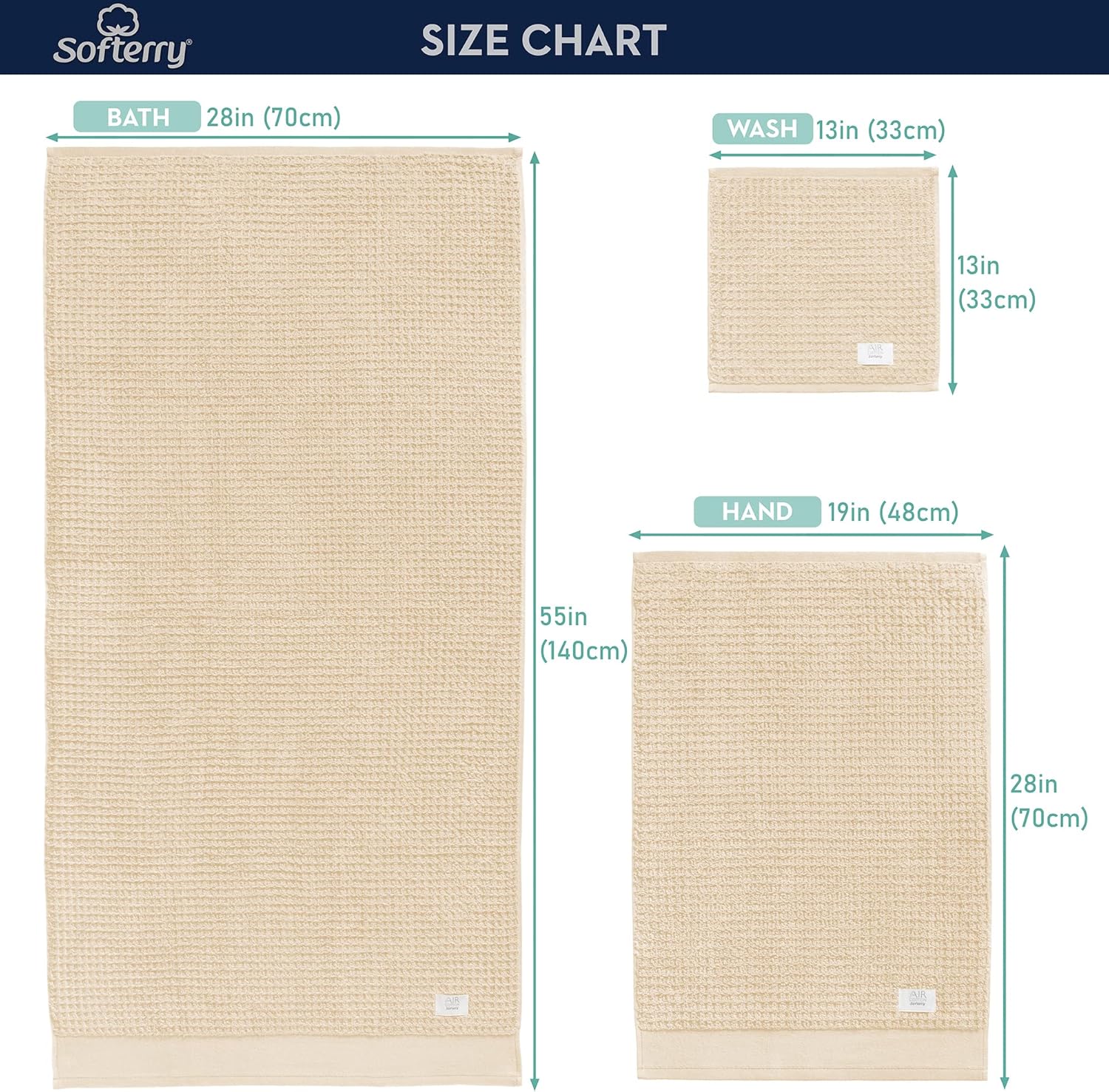 Softerry Waffle Bath Towel Set - 100% Soft Cotton - Plush and Extra Absorbent - Luxury Hotel & Spa Quality - Fade Resistant - Eco-Friendly (Natural, Set of 8 Towels) - Image 2