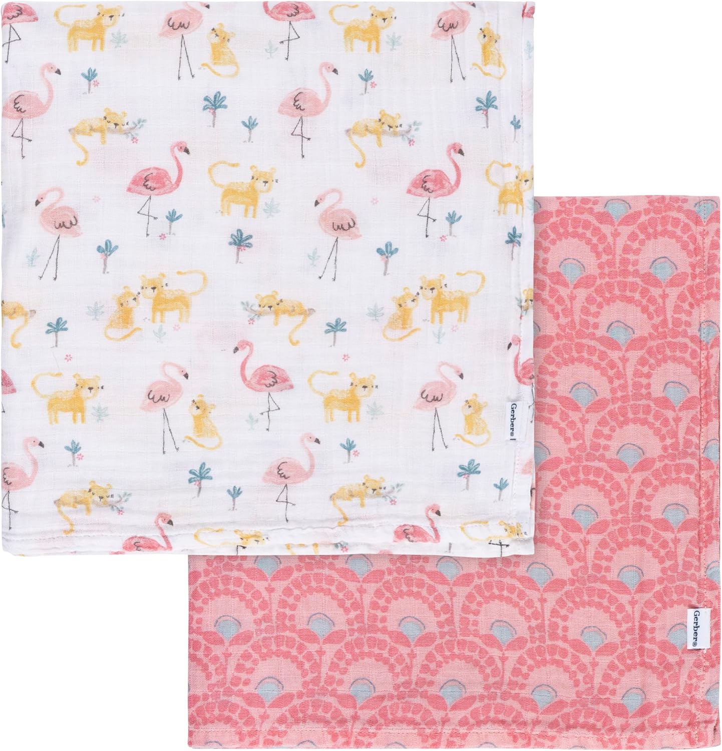 Gerber Baby Unisex 2-Pack Muslin Blanket, Animal Geo Girl, One Size