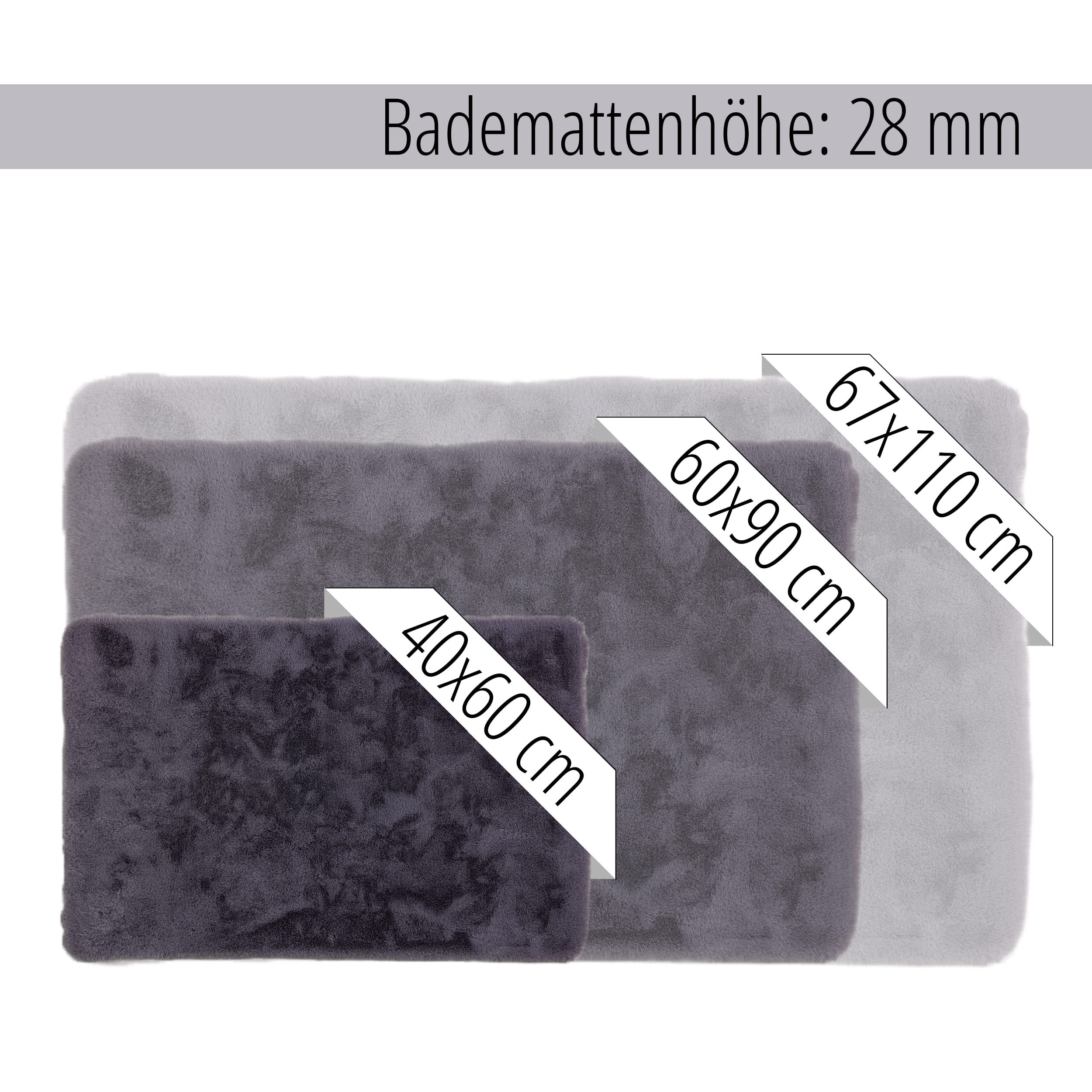 Collezione Schöner Wohnen Tappeto da bagno 60 x 90 cm - reversibile - lavabile - 100% cotone - monocolore - antracite