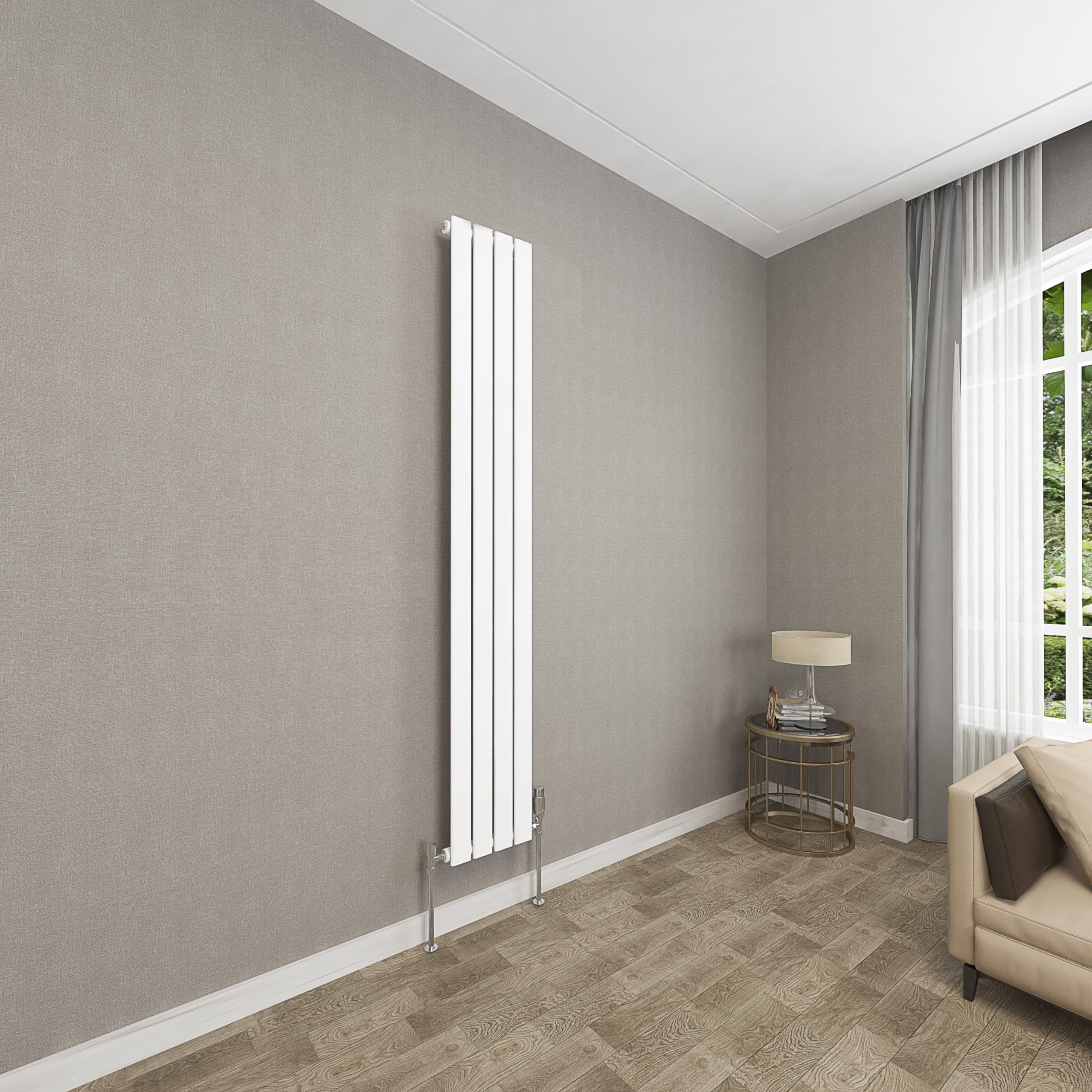 Sky bathroom | 1800x272mm Vertical Designer Radiators White Flat Panel Single Panel Central Heating Radiator