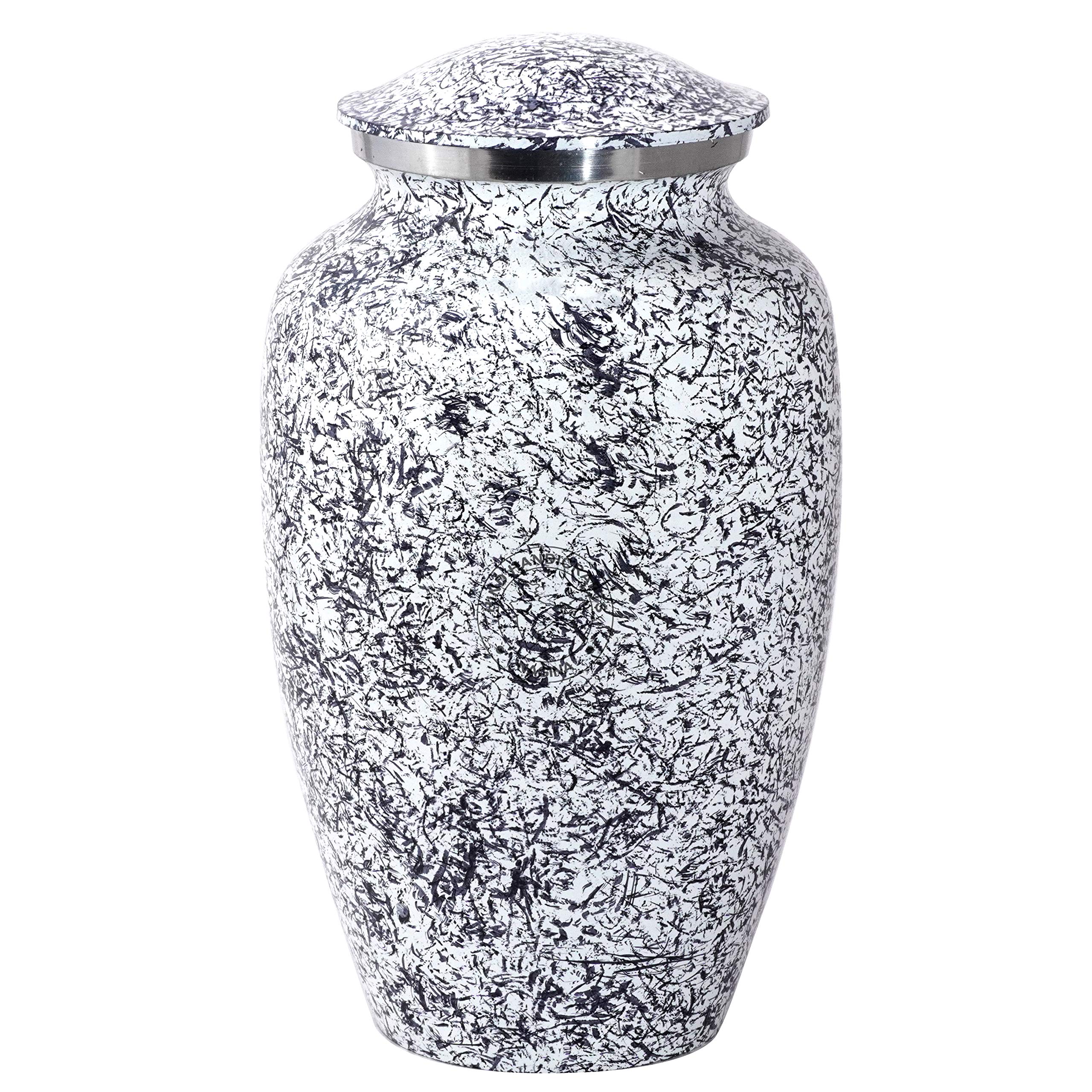 Urna de cremación de aluminio para cenizas humanas, urna funeraria para adultos, hecha a mano, urna asequible para cenizas, bolsa incluida (16,5 x 6,5 x 26,5 cm, 90 kg, negro en
