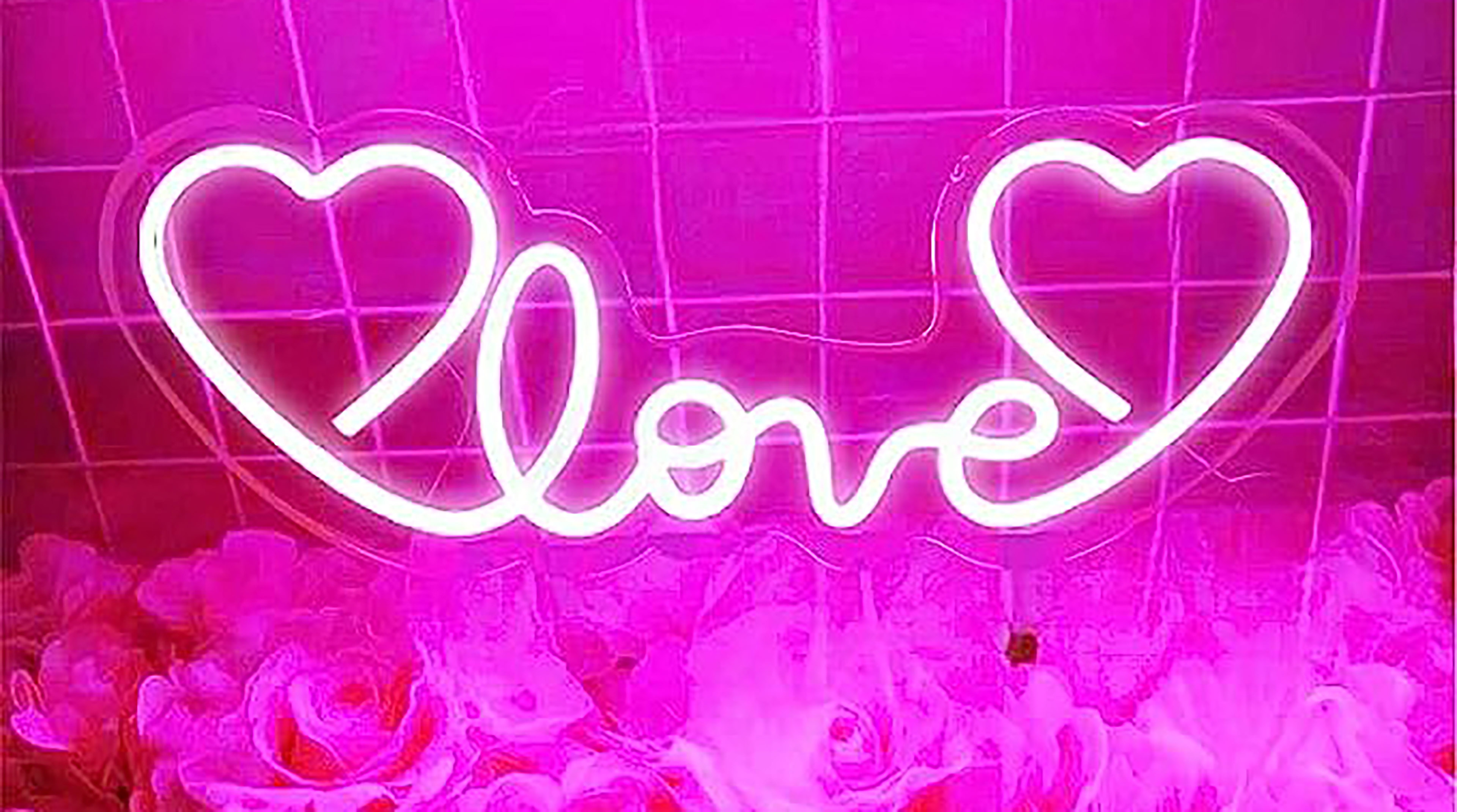 Love Heart Pink LED Neon Sign for Wedding Propose Marriage