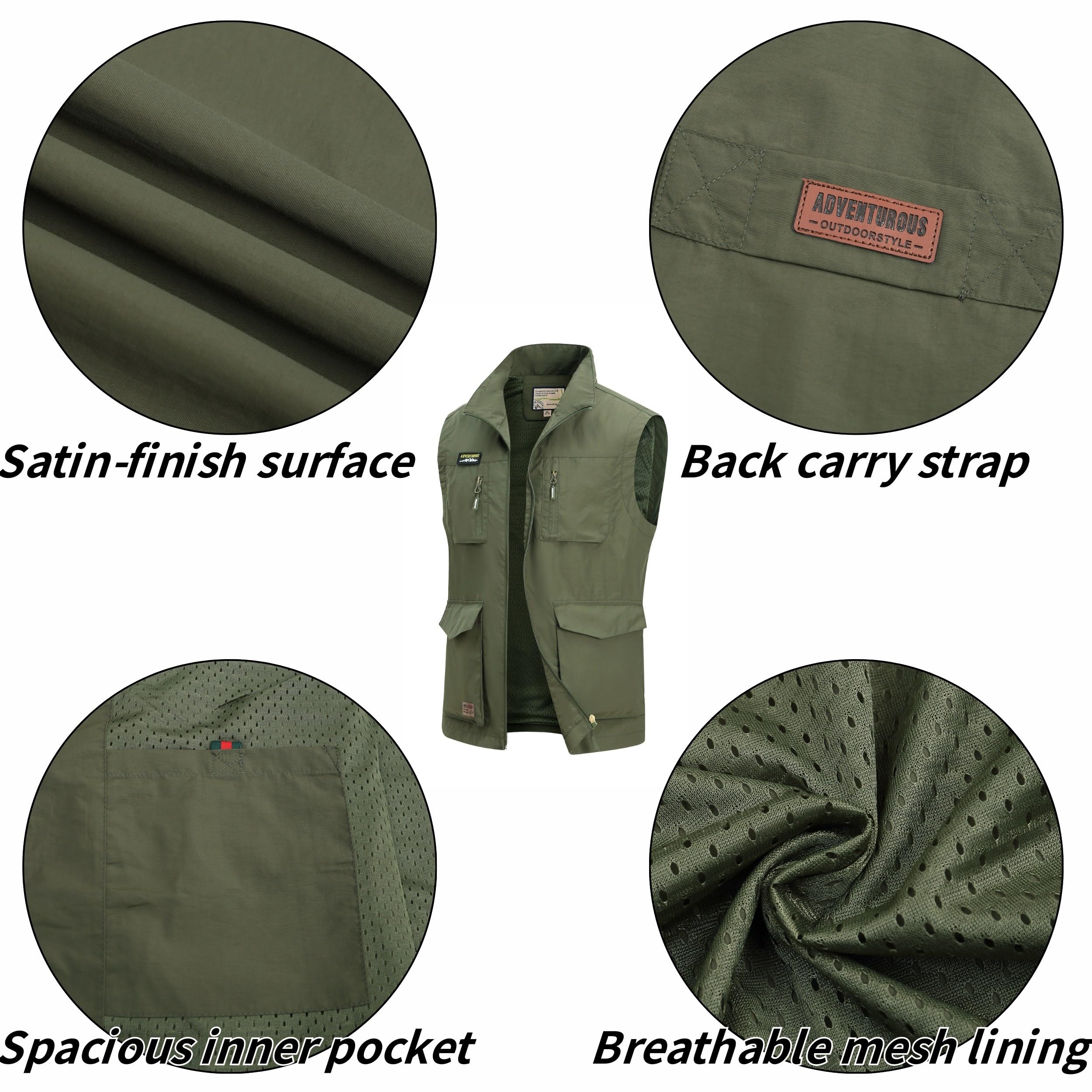 Chaleco de pesca de trabajo con múltiples bolsillos, aire libre, respirable, sin mangas, para deportes