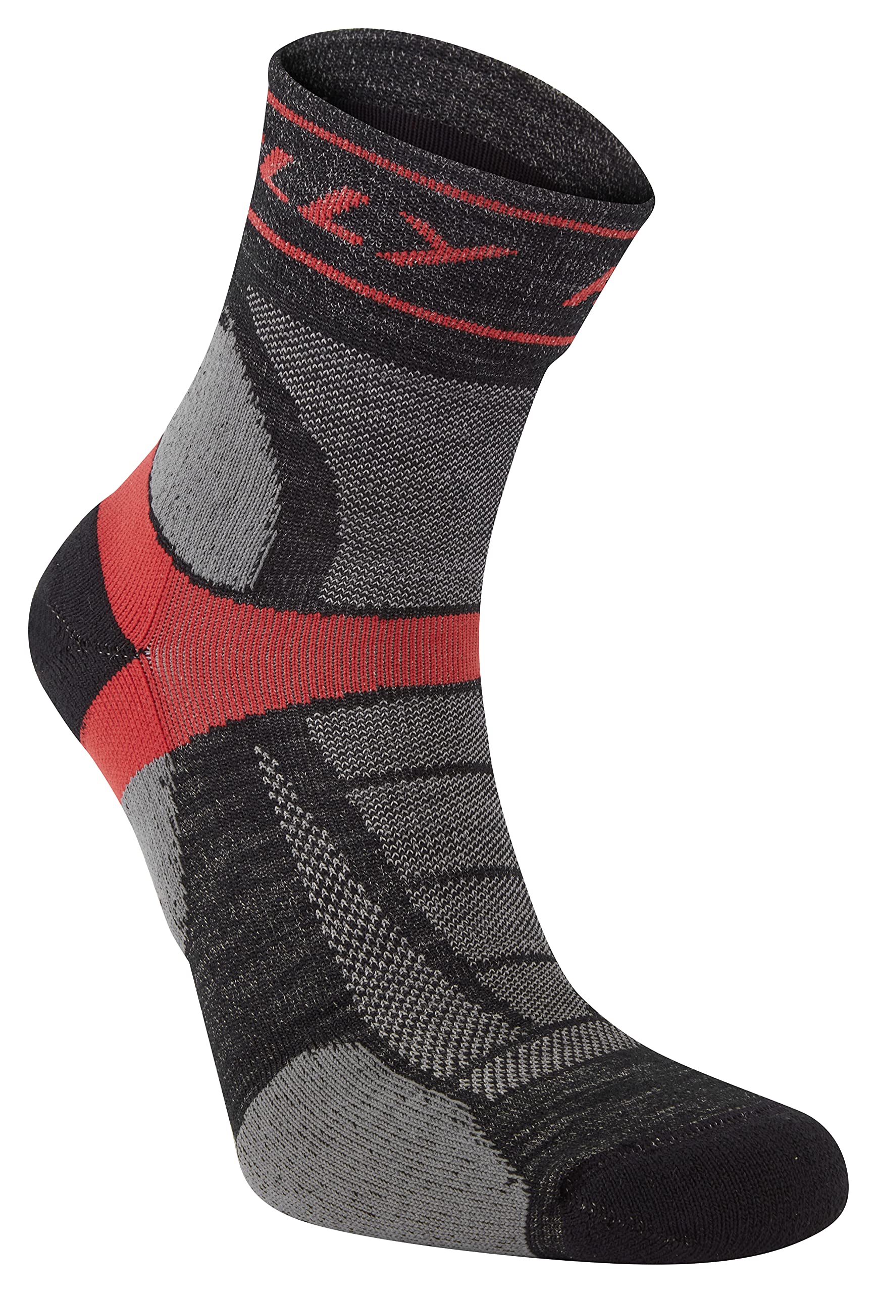 Hilly Unisex Trail - Anklet Med Cushioning, Running Sock, Black/Red, S UK