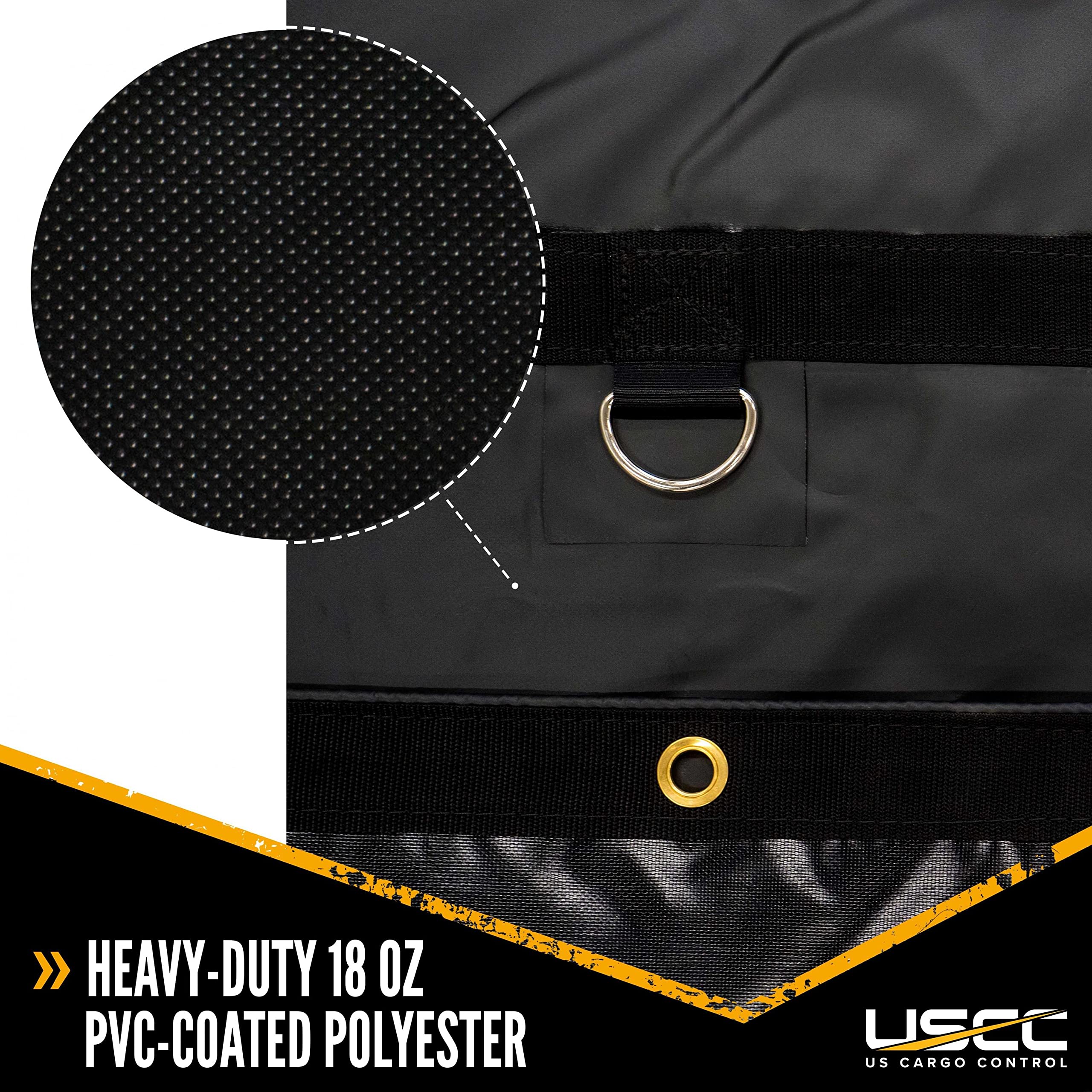 US Cargo Control Heavy-Duty Smoke Tarp - 9.666 Feet Long x 10.75 Feet Wide - Protects Your Cargo from Exhaust Smoke, Dirt, and Soot - 18 Ounce PVC-Coated Polyester - Durable Cargo Protection