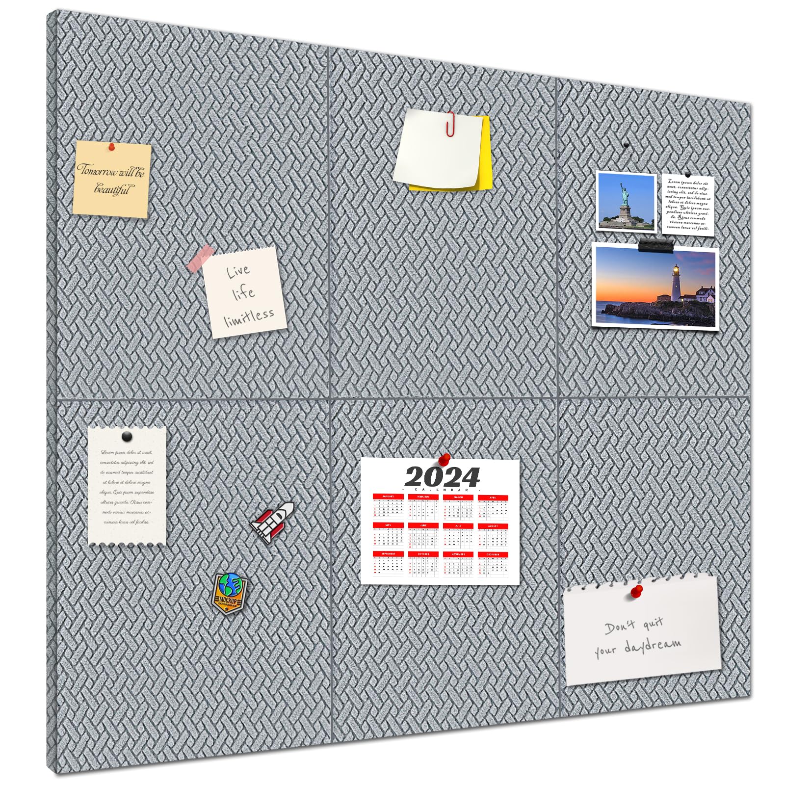 TroyStudio Fabric Bulletin Board - 16 x 12 x 0.4 Inches 6 Pack Message Board for Office, Home, School - Versatile Pin, Vision Board for Wall Decor -