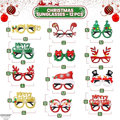 Miniatura 2 de KatchOn, Gafas de Navidad con purpurina para niños, paquete de 12  Recuerdos de fiesta de Navidad para niños, gafas de sol de Navidad, gafas de