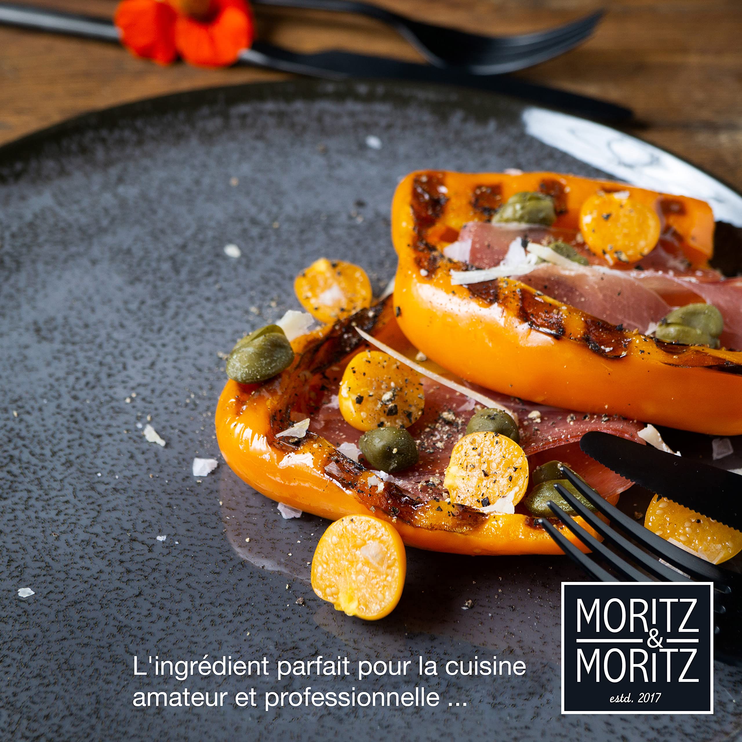 Moritz & Moritz VIDA Lot de 6 assiettes à dîner Anthracite - Assiettes pour 6 personnes - Porcelaine passe au lave-vaisselle et au micro-ondes