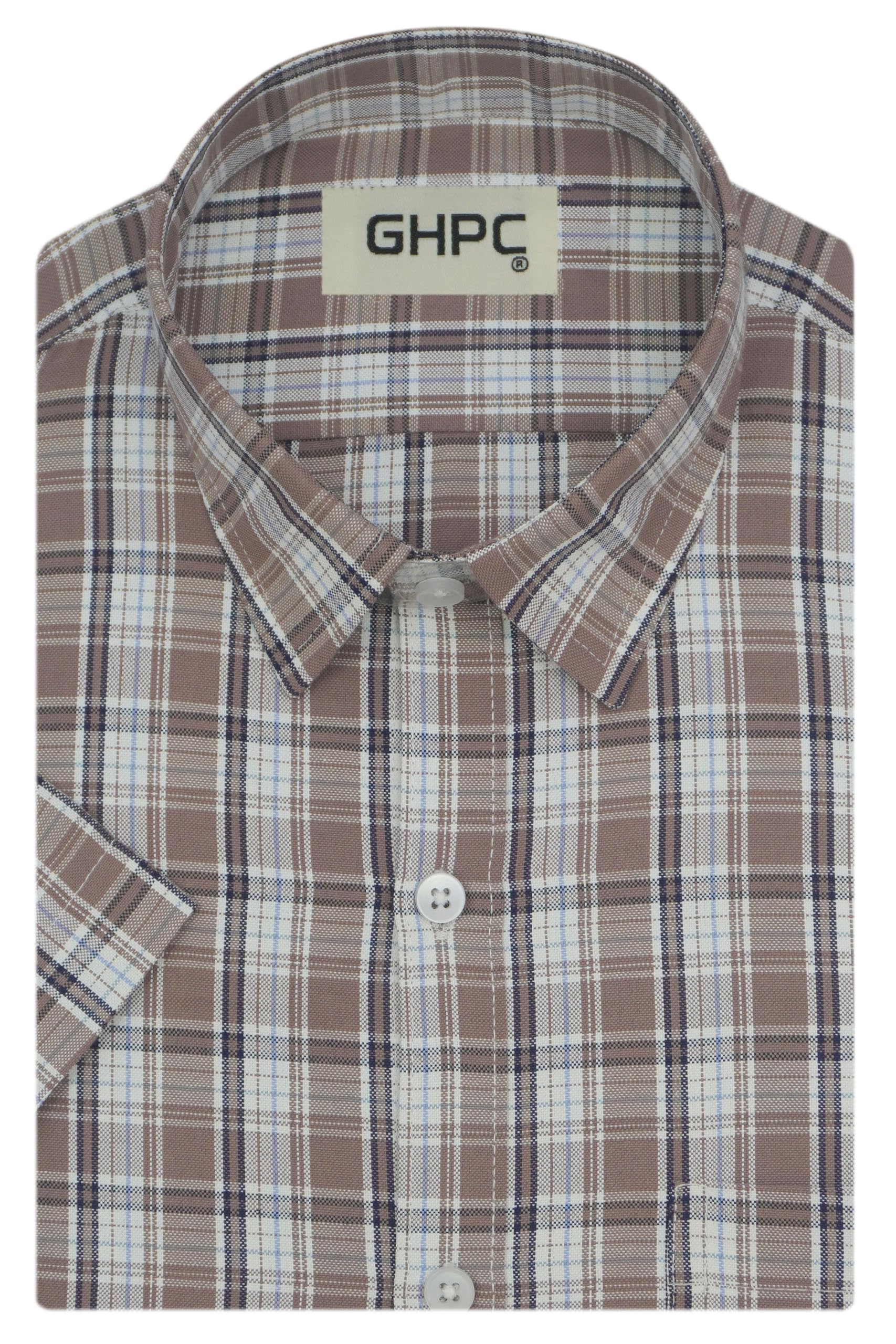 ghpc Cotton Checkered Half Sleeves Regular Fit Formal Shirt for Men-picture-49