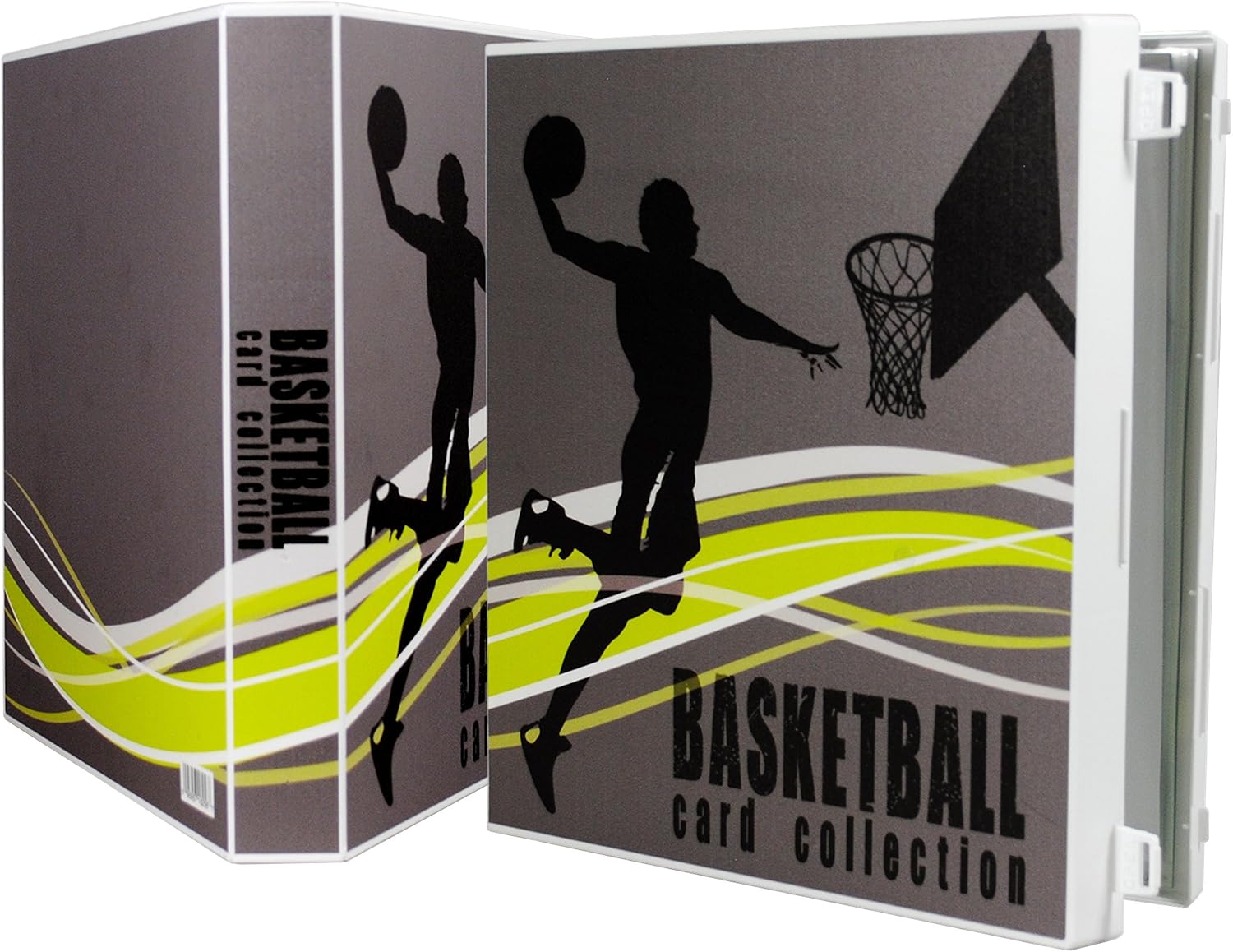 Unikeep Basketball Themed Trading Card Collection Binder Complete With 10 Nine Pocket Trading Card Pages. Fully Enclosed Case with a Locking Latch to Keep Cards Secure (Shadow, Poly Ring)