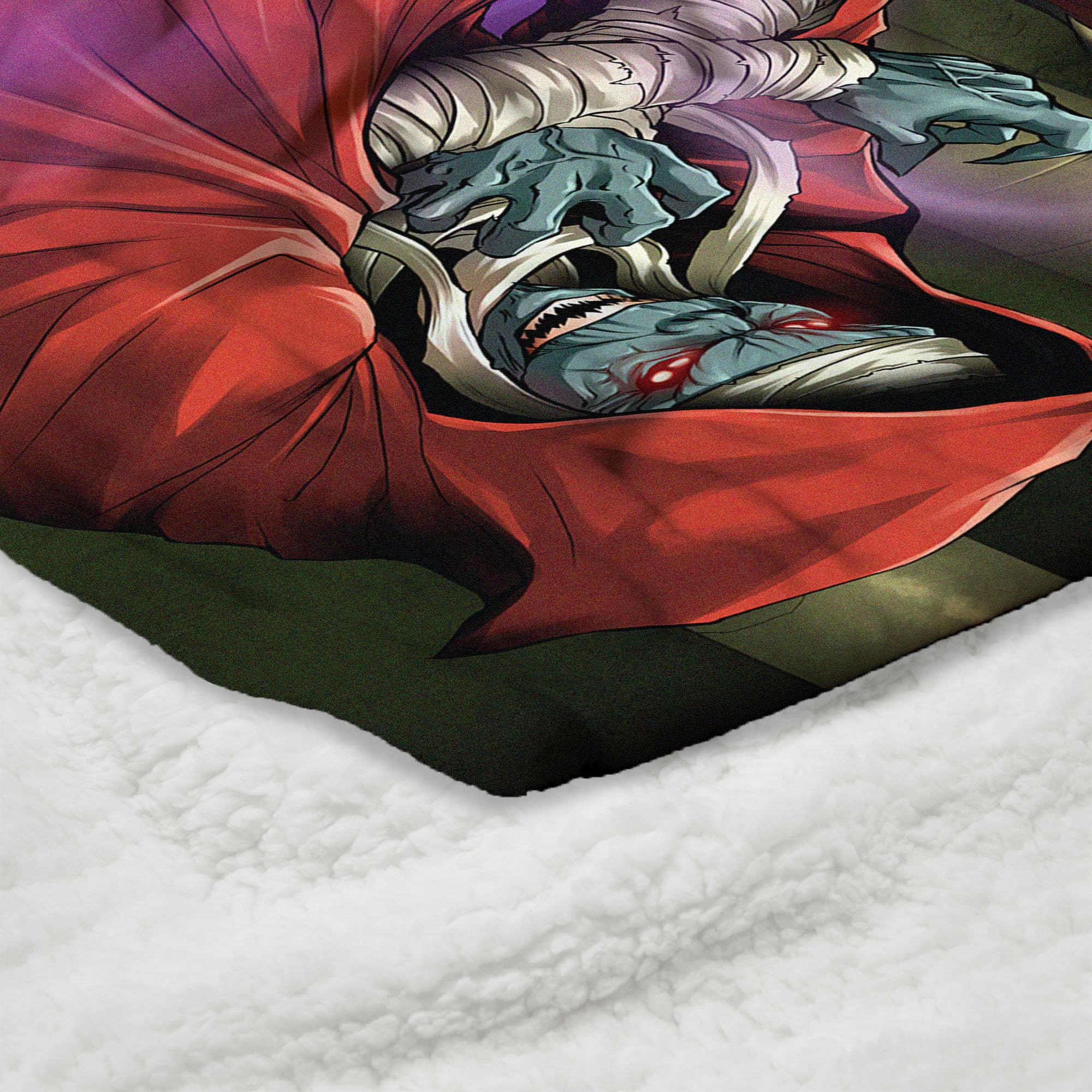 NORTHWEST Thundercats The Ever Living Silk Touch Sherpa-Überwurfdecke, Mumm-Ra Power-Szene, Purple Mist Villain Art, ultraweiches Fleece, offizieller Warner Bros. Sammler-Überwurf, 127 x 152,4 cm