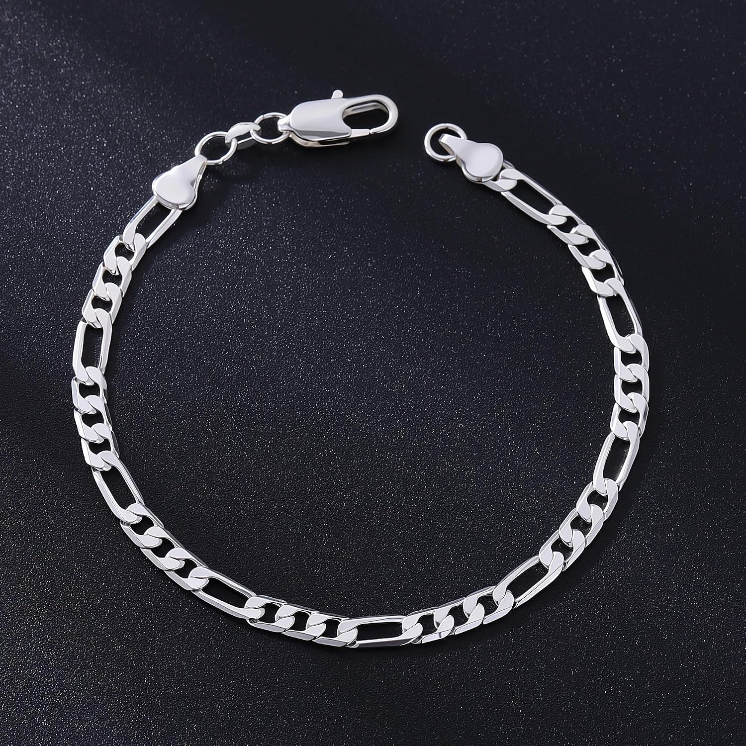 925 Sterling Silver Figaro Link Chain Bracelet for Men Exquisite and Durable 6 mm Wide, 7 to 8.5 IN, Jewelry Gifts for Men