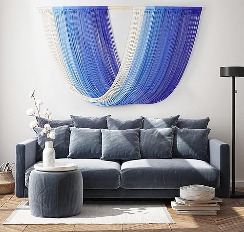 Miniatura 5 de EISKBC macramé para colgar en la pared decoración de pared de macramé bohemio grande tapiz de hilo de borla arte de pared moderno para dormitorio